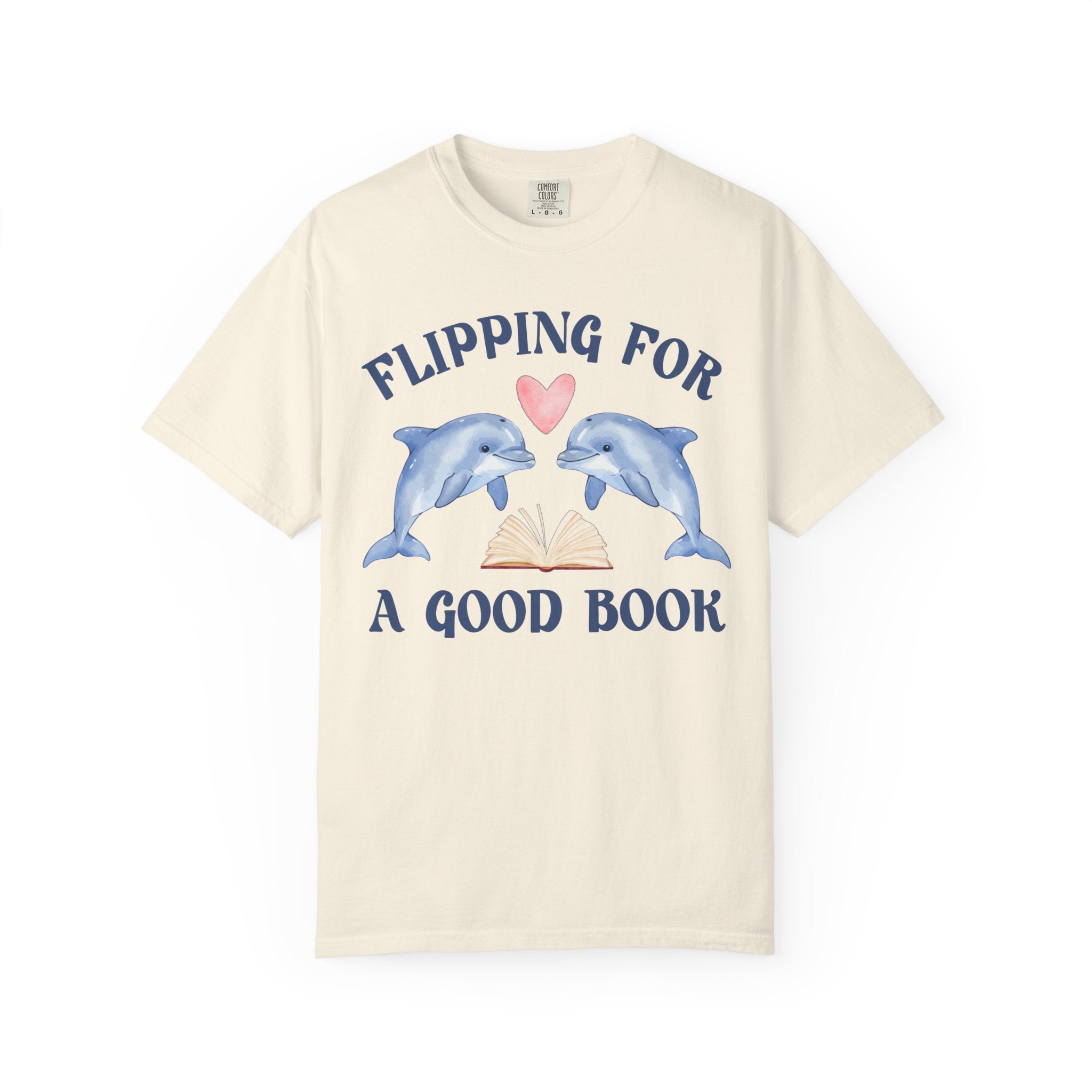 Bookish Dolphin Lover Tee Shirt for School Librarian, Science Teacher Who Loves Reading: Flipping for a Good Book, Animal Lover Bookworm Tee - Opal and June