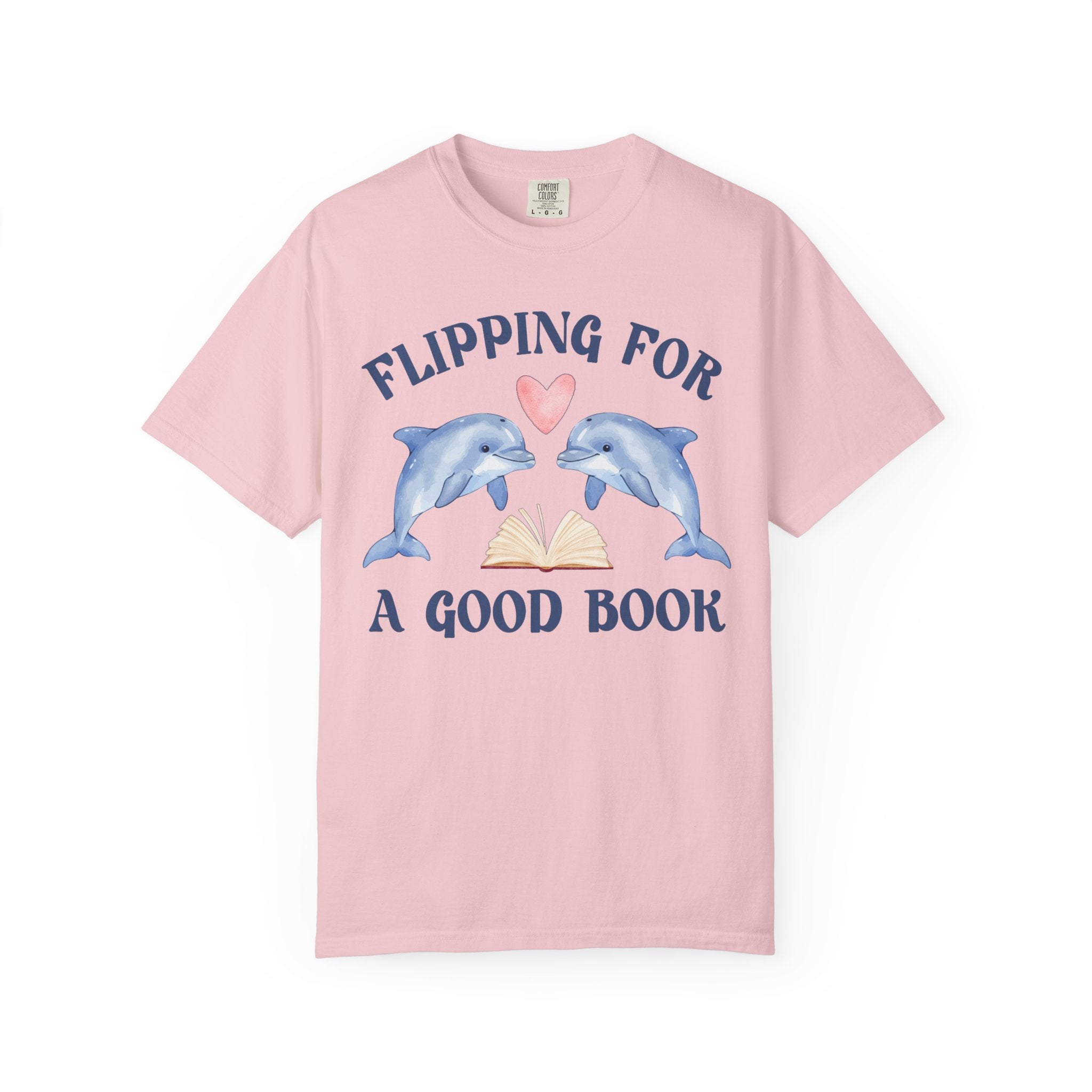 Bookish Dolphin Lover Tee Shirt for School Librarian, Science Teacher Who Loves Reading: Flipping for a Good Book, Animal Lover Bookworm Tee - Opal and June
