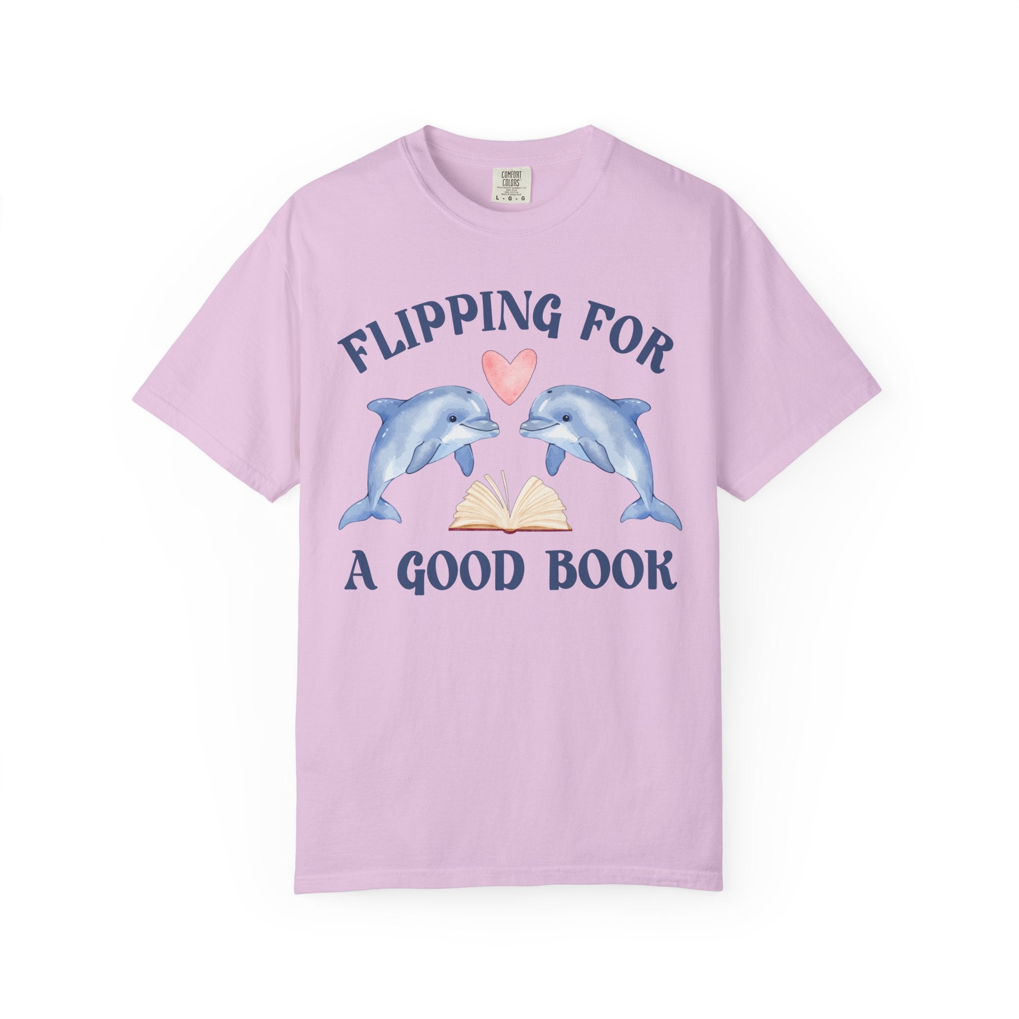 Bookish Dolphin Lover Tee Shirt for School Librarian, Science Teacher Who Loves Reading: Flipping for a Good Book, Animal Lover Bookworm Tee - Opal and June