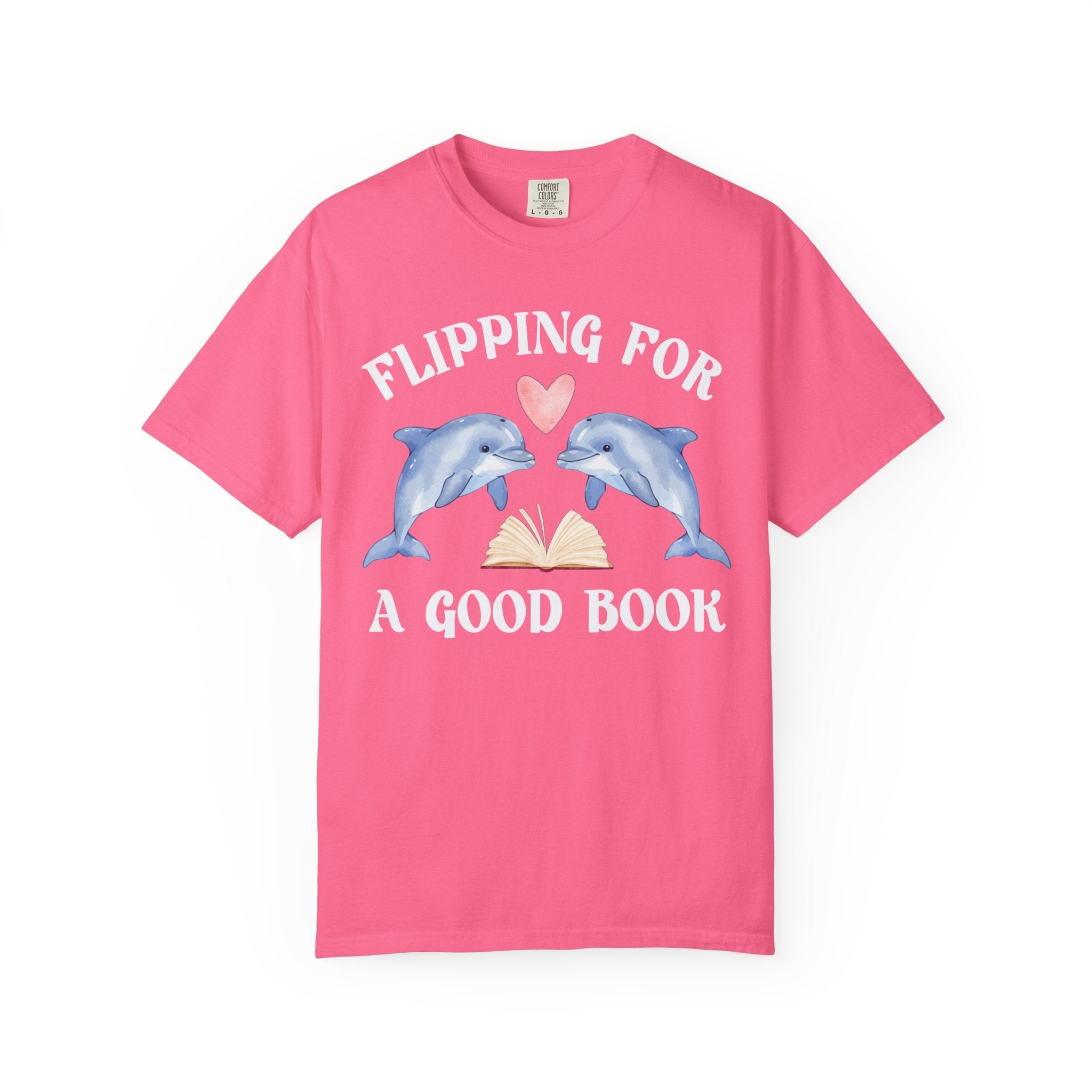 Bookish Dolphin Lover Tee Shirt for School Librarian, Science Teacher Who Loves Reading: Flipping for a Good Book, Animal Lover Bookworm Tee - Opal and June