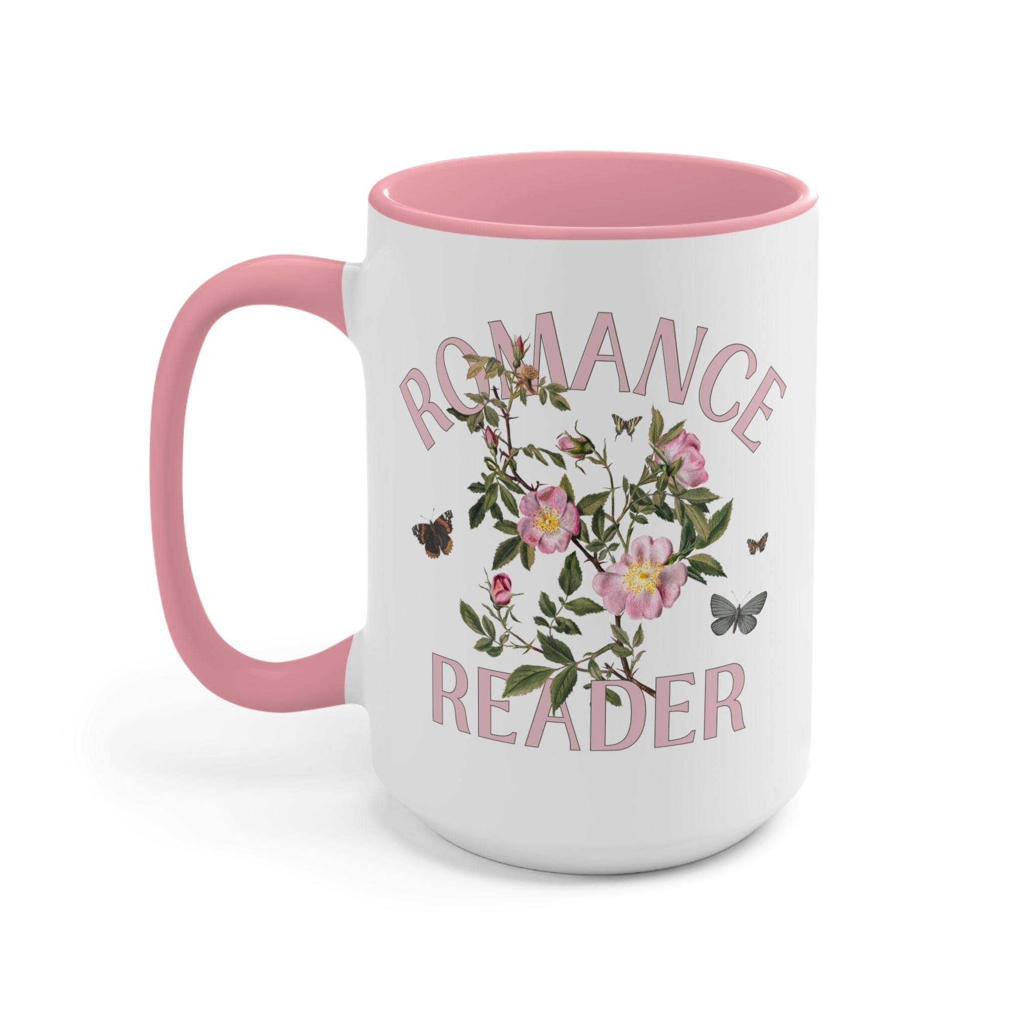 Bookish Floral Coffee Mug for Romance Reader: Vintage Botanical Mug with Butterflies - Opal and June