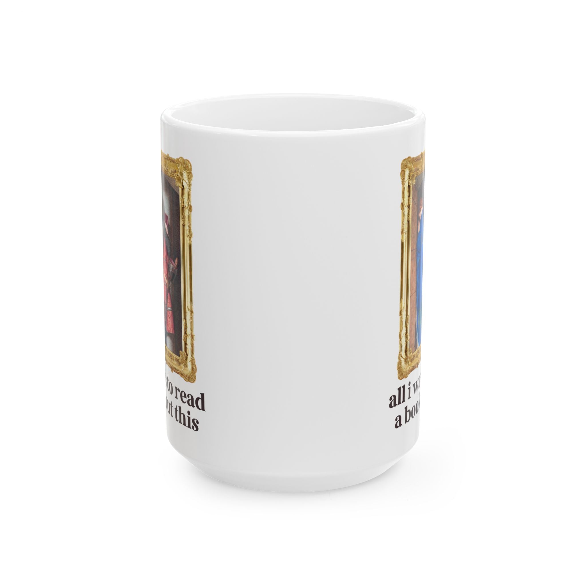 Bookish Forbidden Love Art History Mug, Medieval Romance Reader Gift for Librarian or Moms Who Read, Meeting on the Turret Stairs - Opal and June