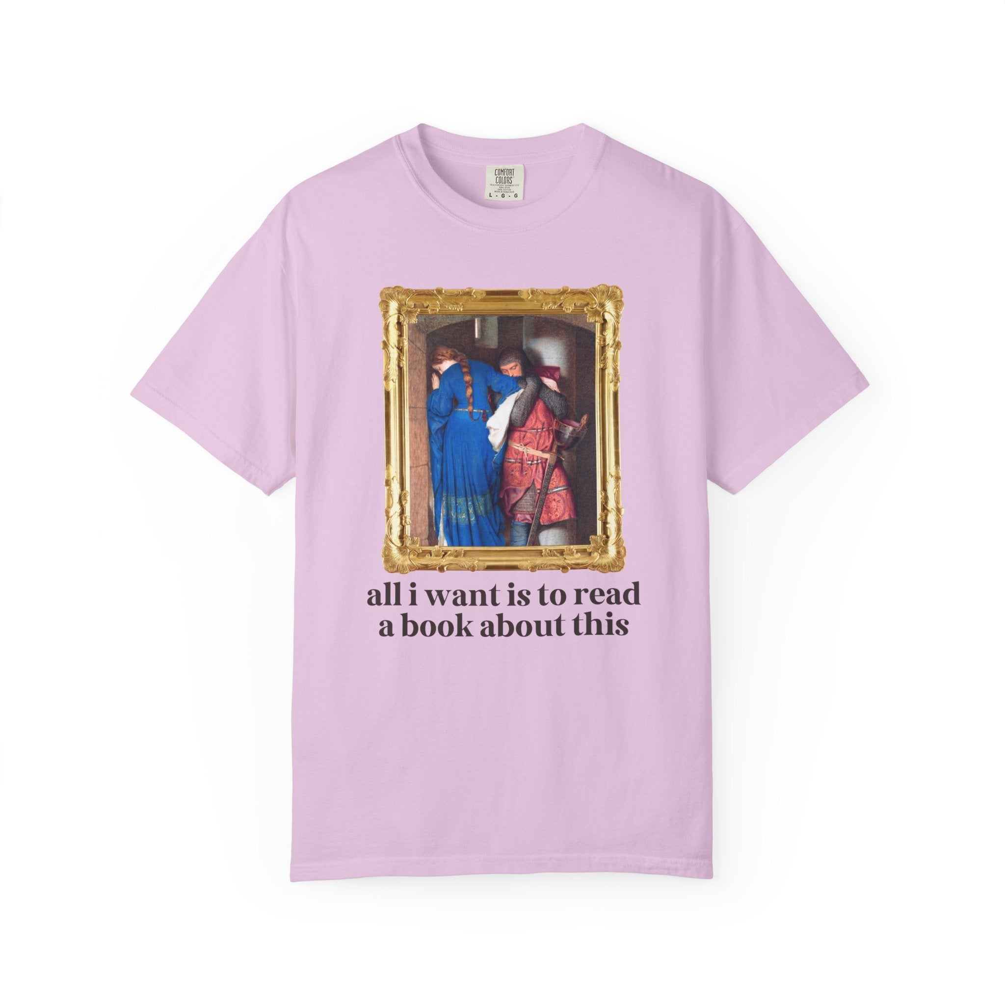 Bookish Forbidden Love Art History Tee Shirt, Medieval Romance Reader Gift for Librarian or Moms Who Read, Meeting on the Turret Stairs - Opal and June
