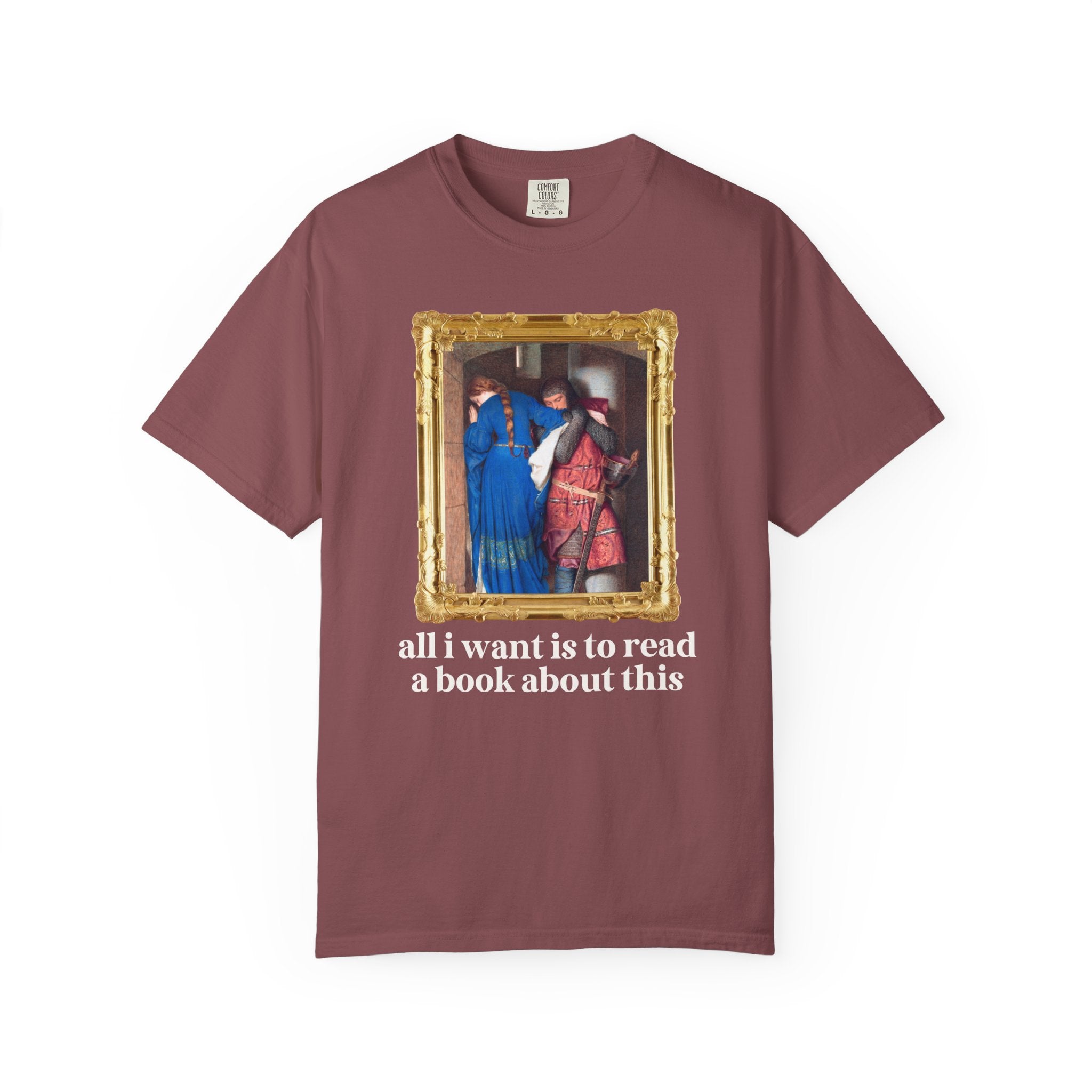Bookish Forbidden Love Art History Tee Shirt, Medieval Romance Reader Gift for Librarian or Moms Who Read, Meeting on the Turret Stairs - Opal and June