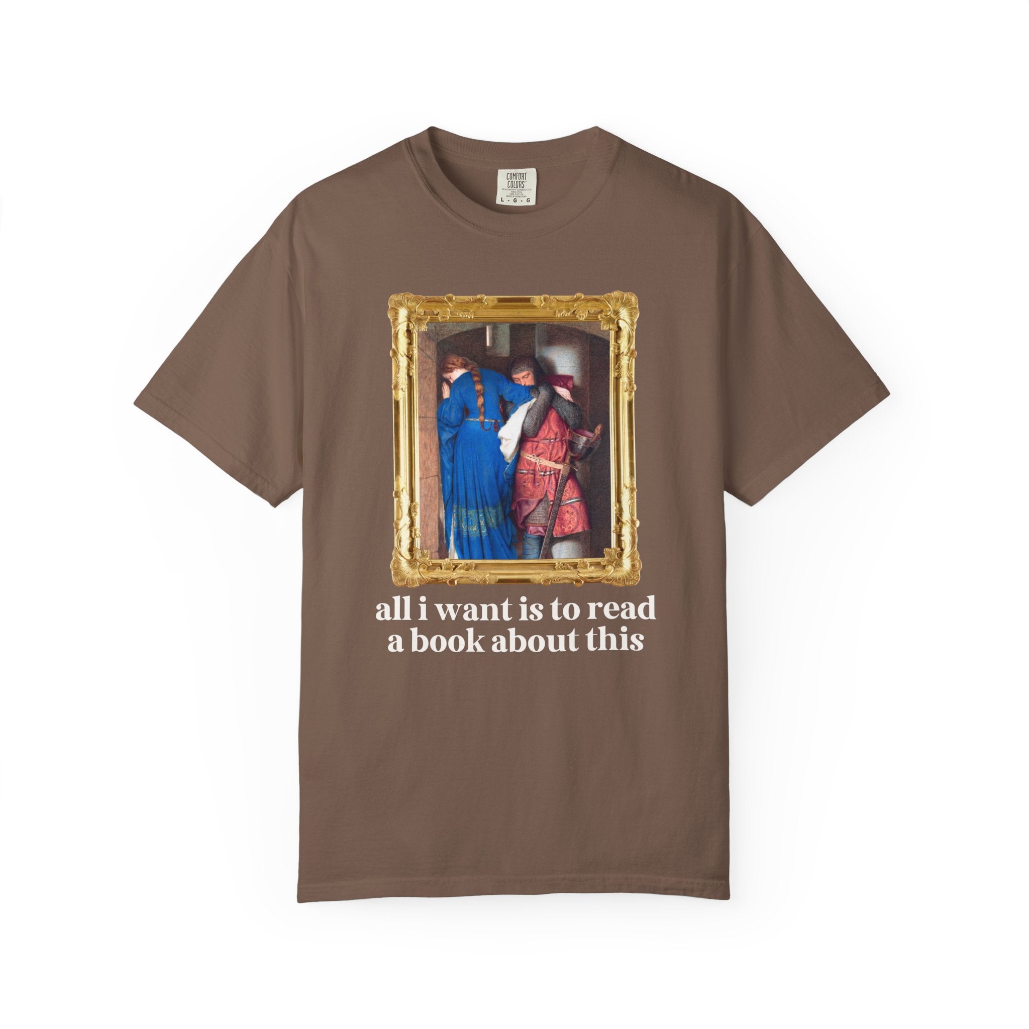 Bookish Forbidden Love Art History Tee Shirt, Medieval Romance Reader Gift for Librarian or Moms Who Read, Meeting on the Turret Stairs - Opal and June