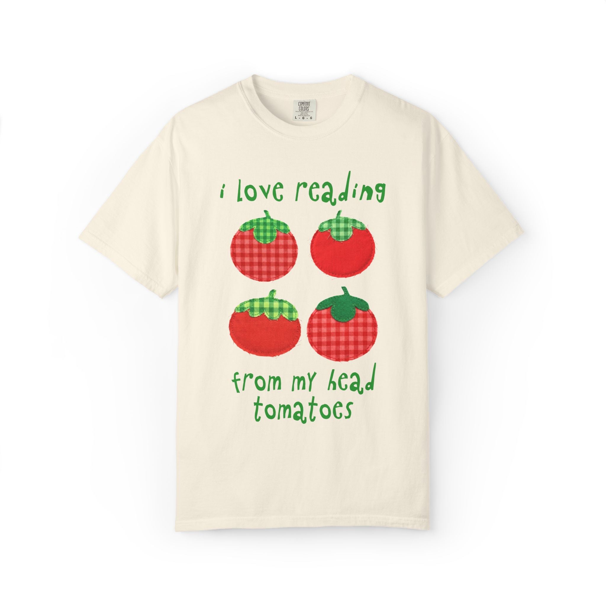 Bookish Gardening School Librarian Tee Shirt: I Love Reading from My Head Tomatoes, Cute Vegetable Gardener, Tomato Lover, Back to School - Opal and June