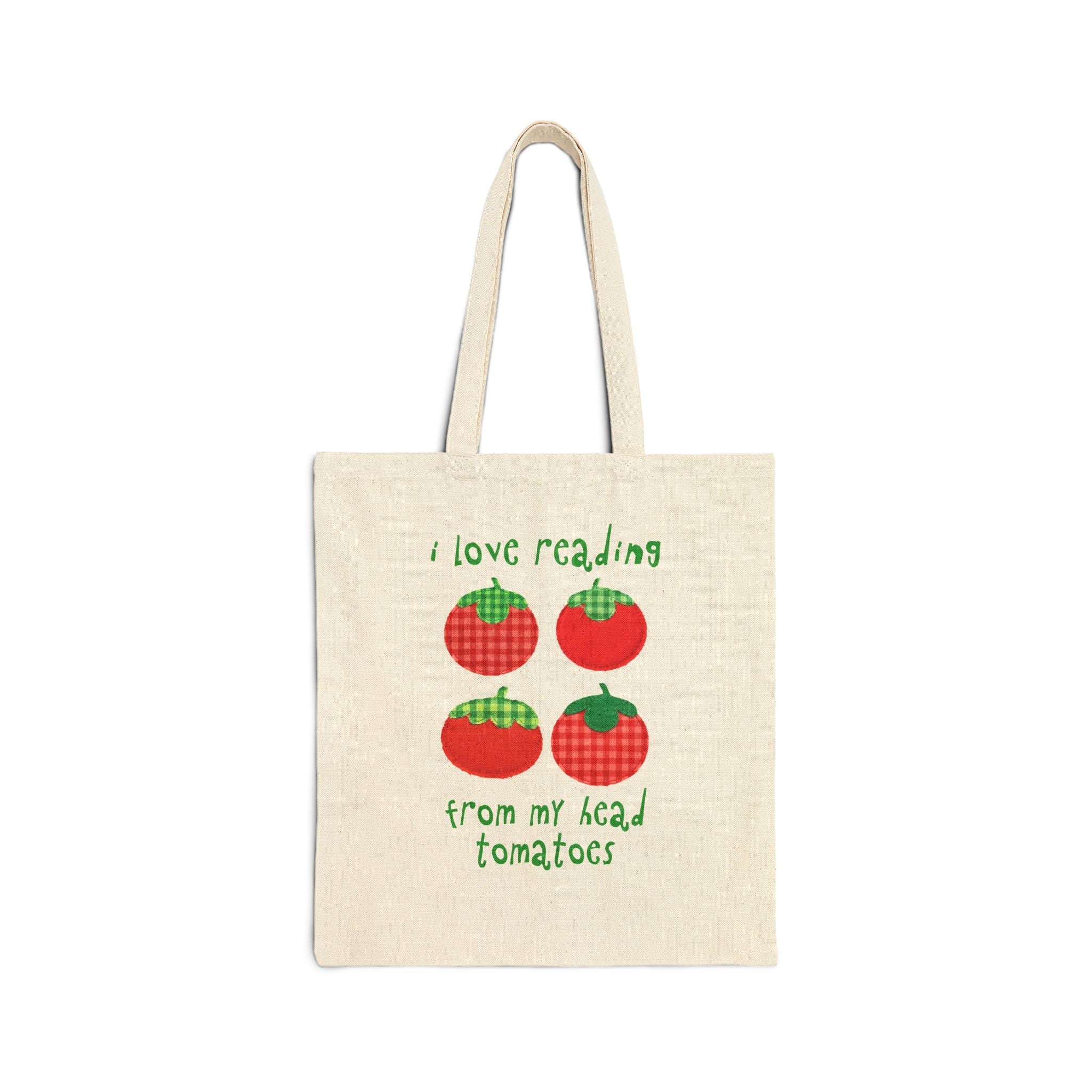 Bookish Gardening School Librarian Tote Bag: I Love Reading from My Head Tomatoes, Cute Vegetable Gardener, Tomato Lover, Back to School - Opal and June