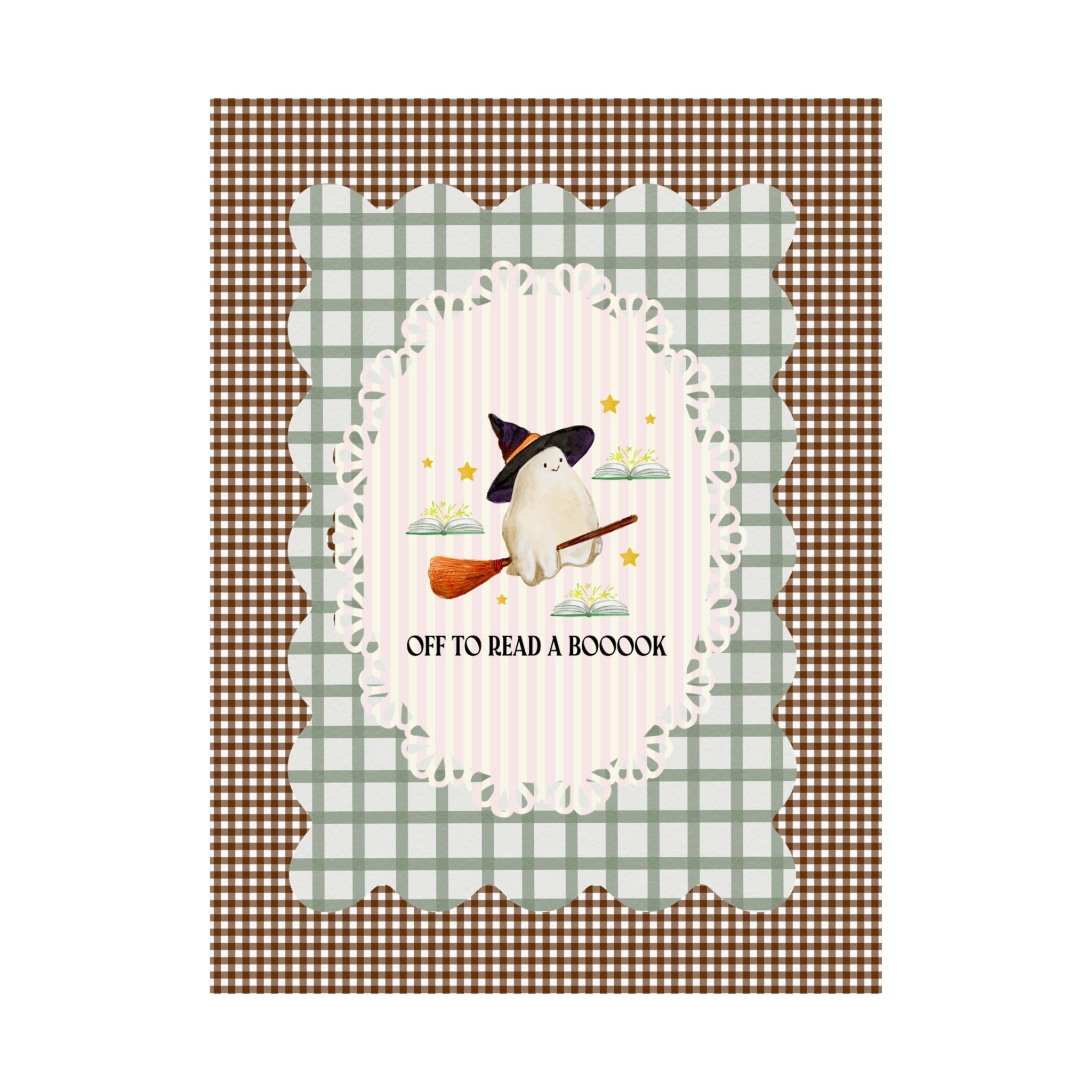 Bookish Ghost Poster Print for Halloween: Off To Read a Boooook, Silly Book Lover Print for Spooky Season, School Librarian, Reading Teacher - Opal and June