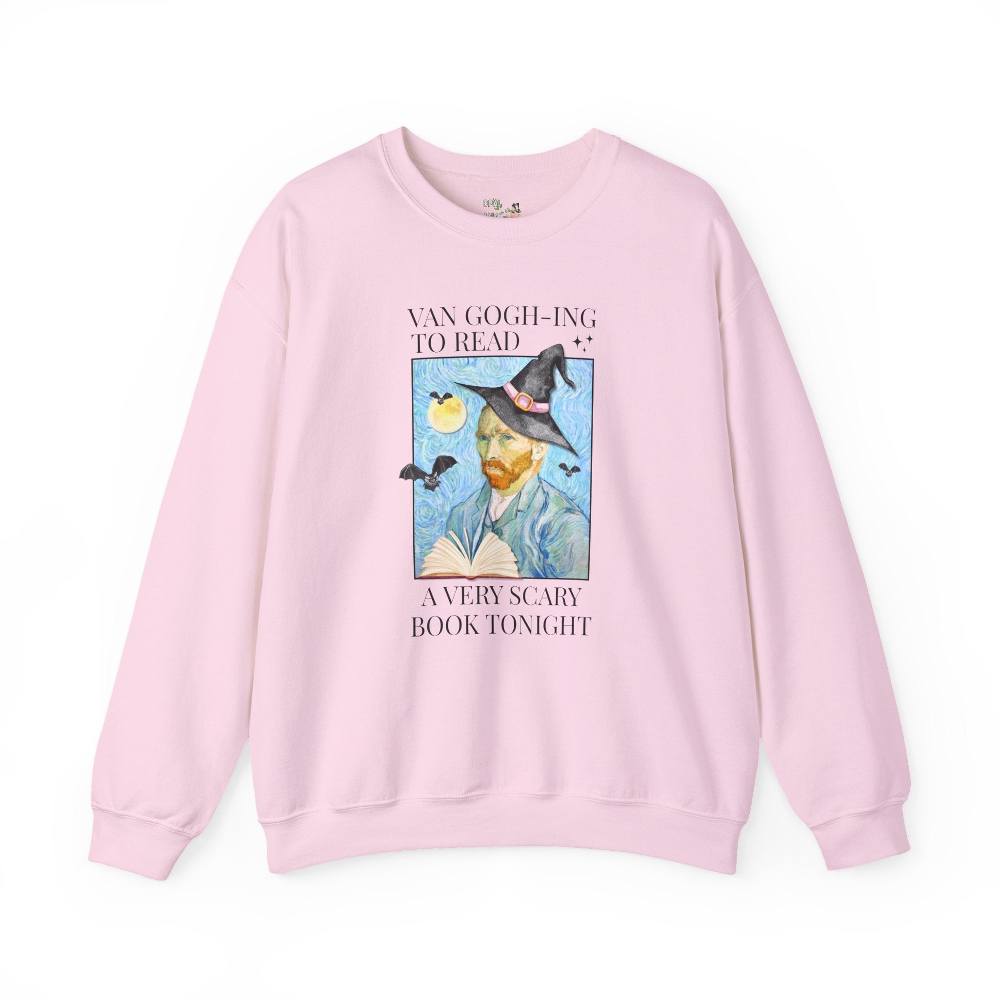 Bookish Halloween Sweatshirt for Art Historian, Silly Vincent Van Gogh Book Lover Crewnec: Read a Very Scary Book, Horror Bookworm Librarian - Opal and June