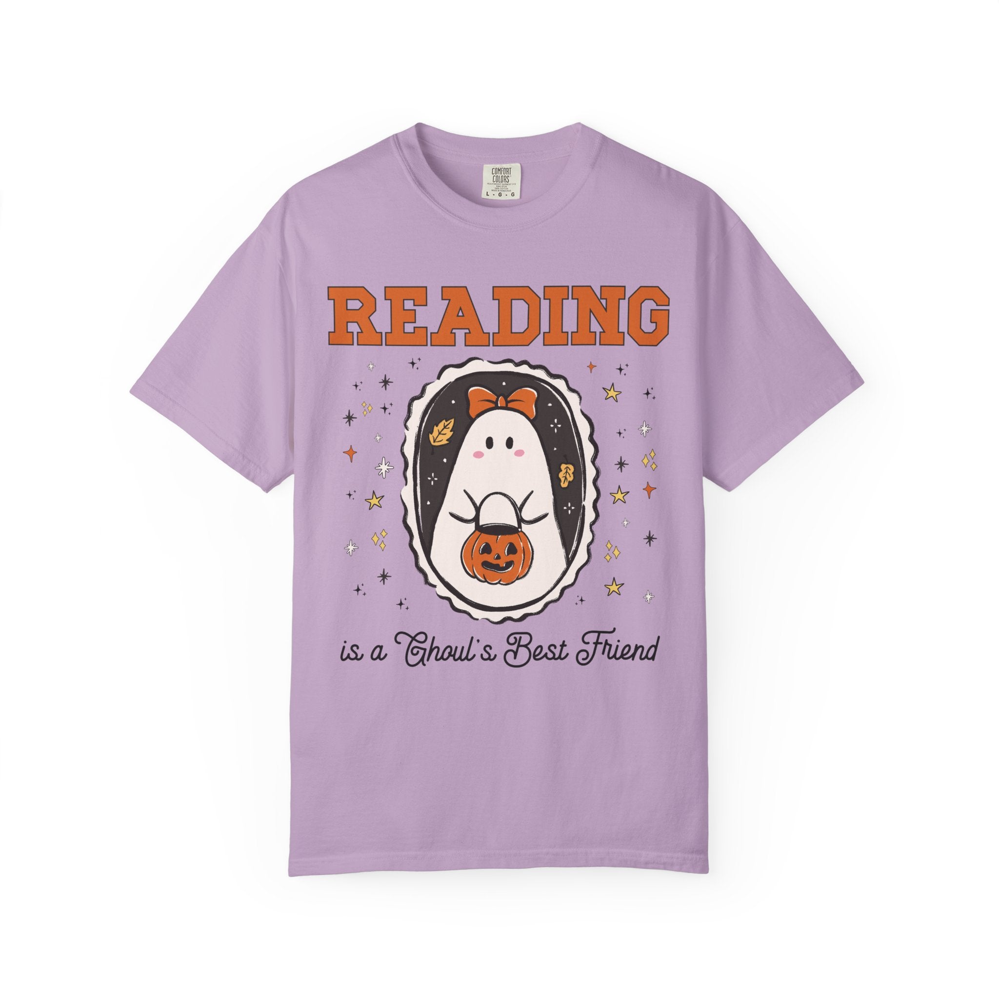 Bookish Halloween Tee Shirt for Spooky Book Reader, Funny Saying Halloween Romance Reader T-Shirt with Stars, Cute School Librarian Shirt - Opal and June