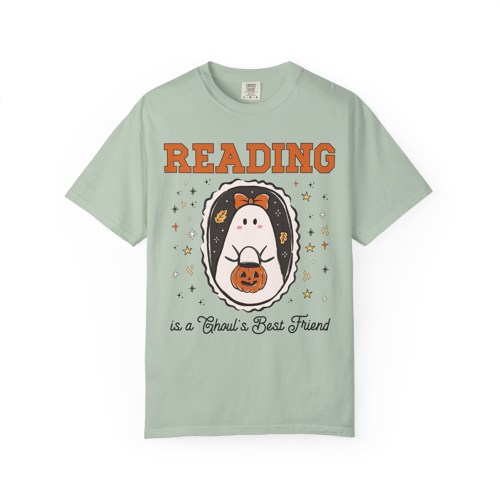 Bookish Halloween Tee Shirt for Spooky Book Reader, Funny Saying Halloween Romance Reader T-Shirt with Stars, Cute School Librarian Shirt - Opal and June