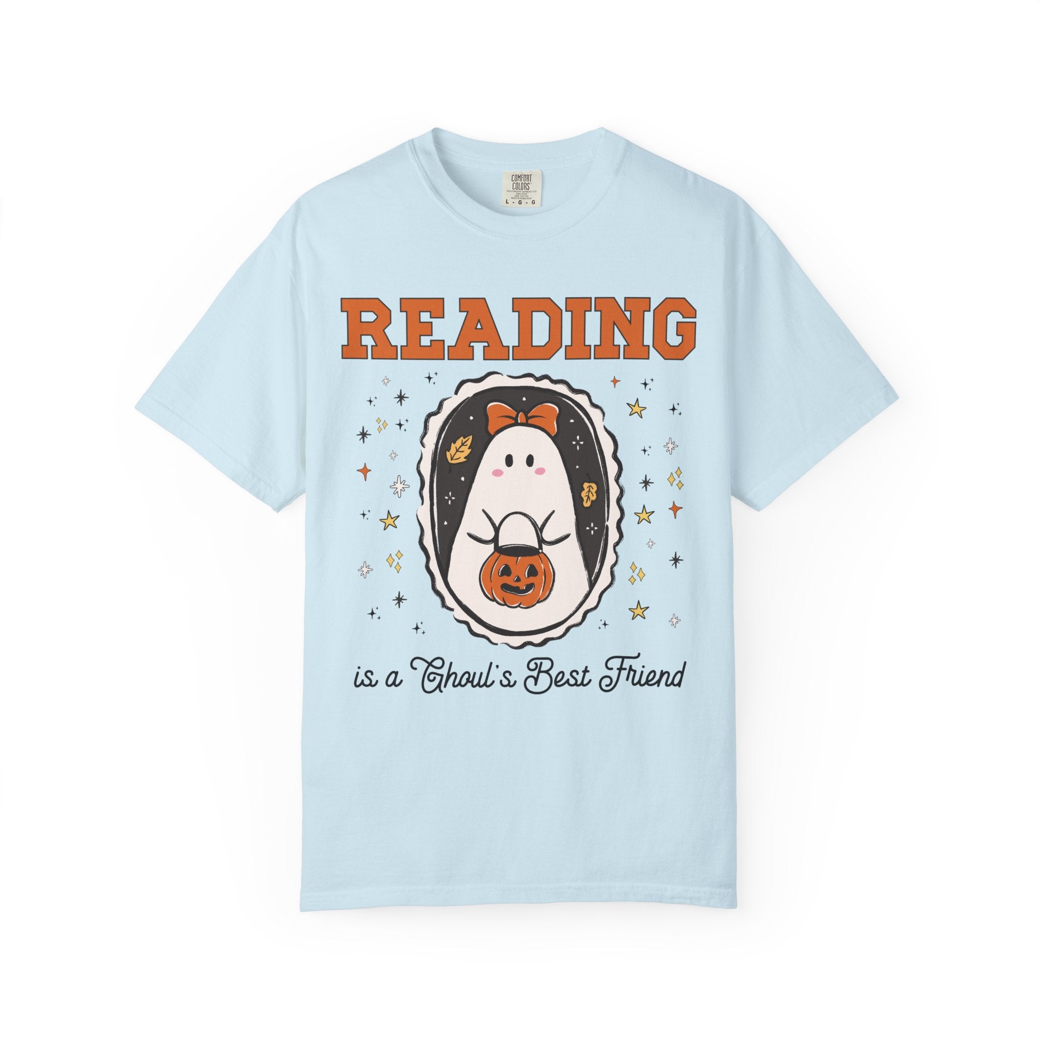 Bookish Halloween Tee Shirt for Spooky Book Reader, Funny Saying Halloween Romance Reader T-Shirt with Stars, Cute School Librarian Shirt - Opal and June