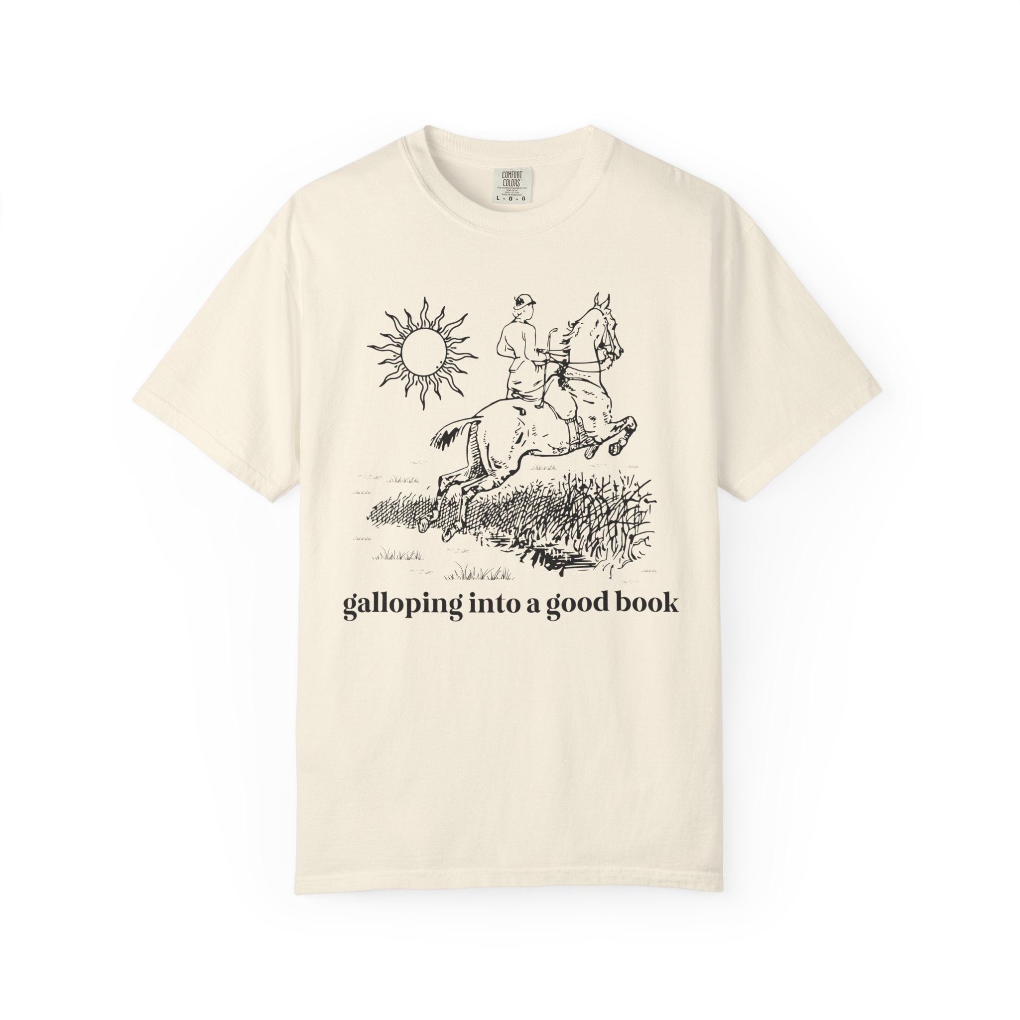 Bookish Horse Lover Tee Shirt for Romance Reader or Mystery Reader Who Loves Riding Horses: Galloping Into a Good Book, Librarian Gift - Opal and June