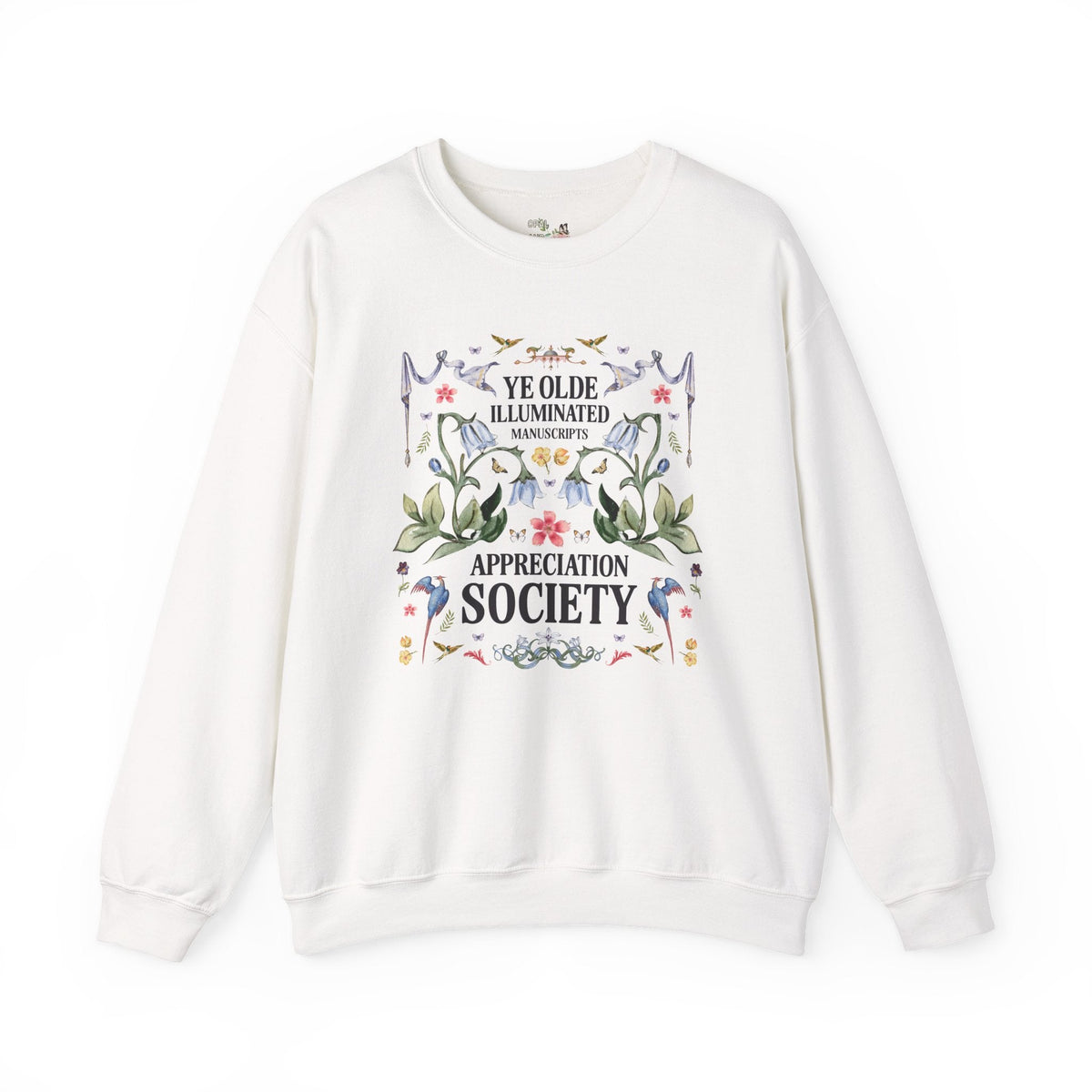 Bookish Medieval History Buff Sweatshirt for Book Lover Who Loves Historical Monks: Ye Olde Illuminated Manuscripts Appreciation Society - Opal and June