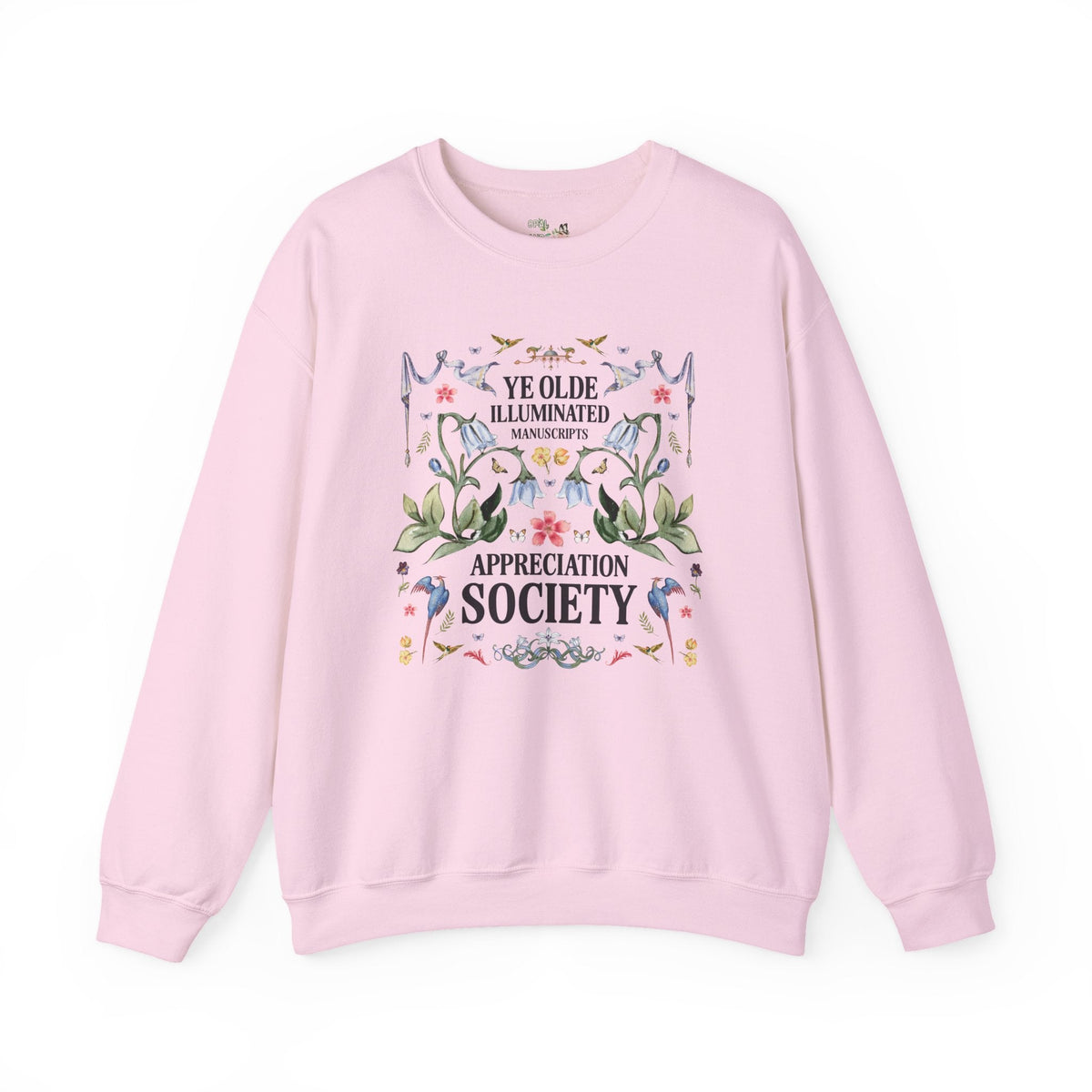 Bookish Medieval History Buff Sweatshirt for Book Lover Who Loves Historical Monks: Ye Olde Illuminated Manuscripts Appreciation Society - Opal and June