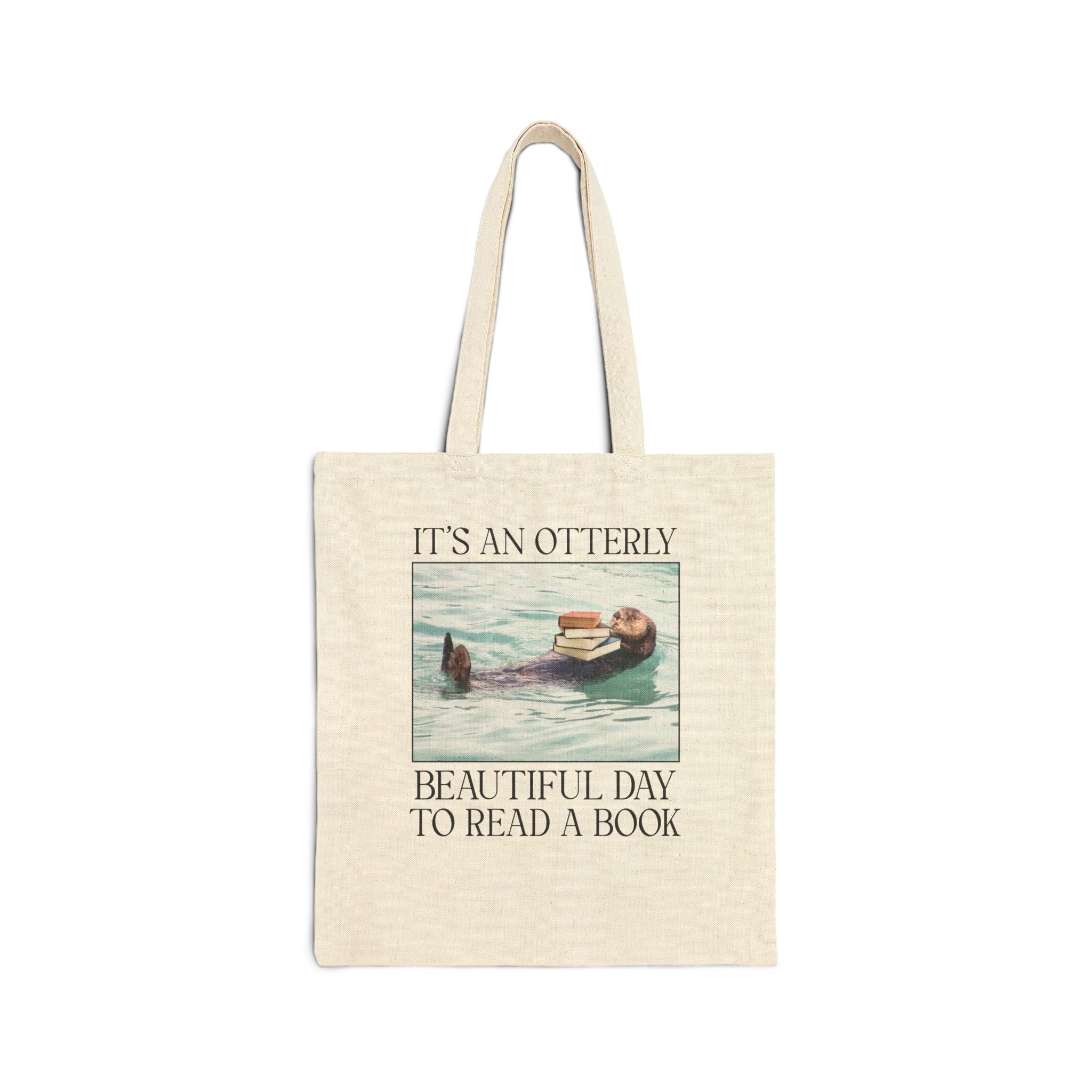 Bookish Otter Tote Bag for Friend Who Loves Reading: It's an Otterly Beautiful Day to Read a Book, Cute Book Lover Tote for Animal Lover - Opal and June