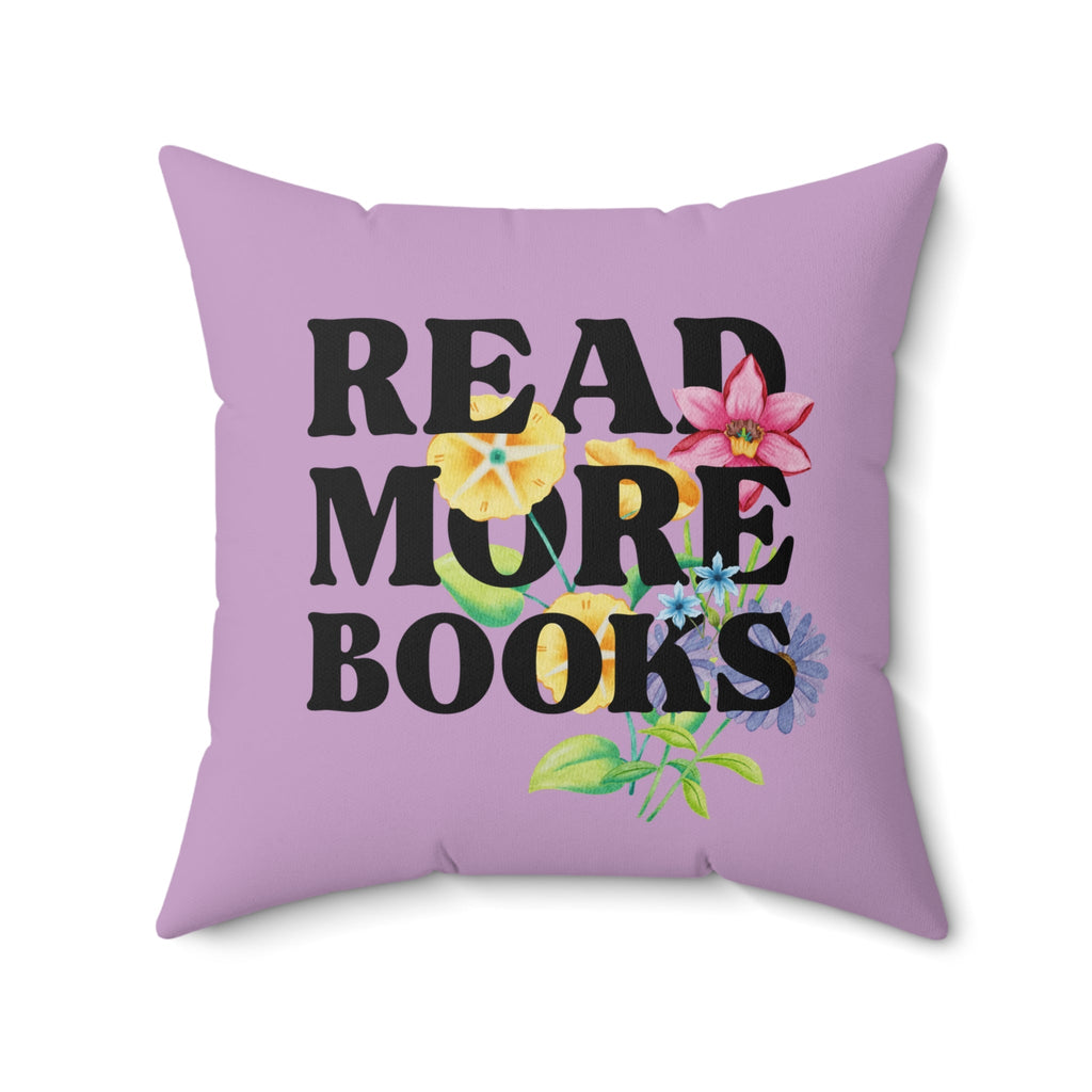 Bookish Pillow with Cottagecore Flowers: Read More Books, Cute Lilac Whimsigoth Decor, Romance Reader, Literature Professor, Bookworm Gift - Opal and June