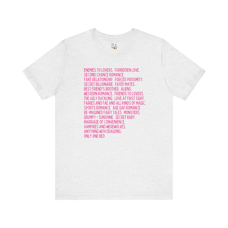 Bookish Romance Tropes T-Shirt - Opal and June