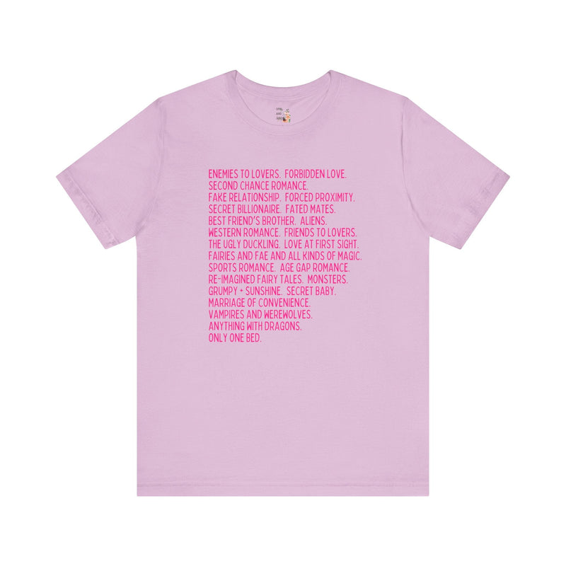 Bookish Romance Tropes T-Shirt - Opal and June