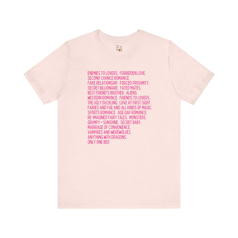 Bookish Romance Tropes T-Shirt - Opal and June