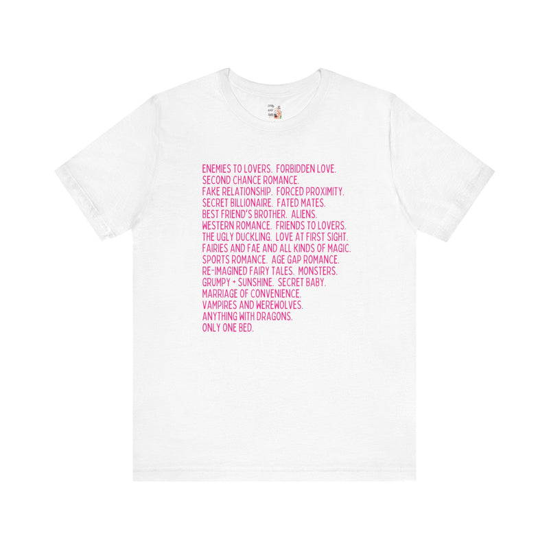 Bookish Romance Tropes T-Shirt - Opal and June