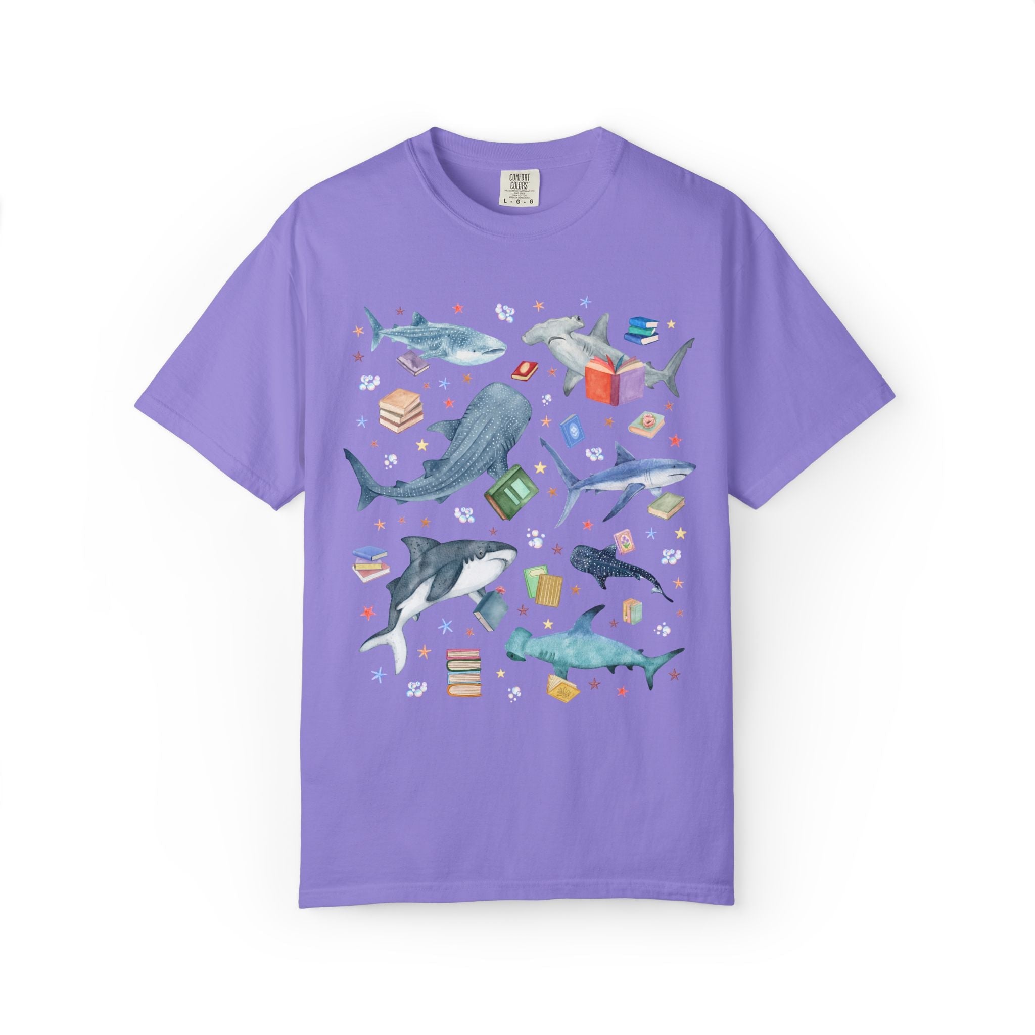 Bookish Shark T-Shirt for School Librarian or Reading Teacher - Opal and June