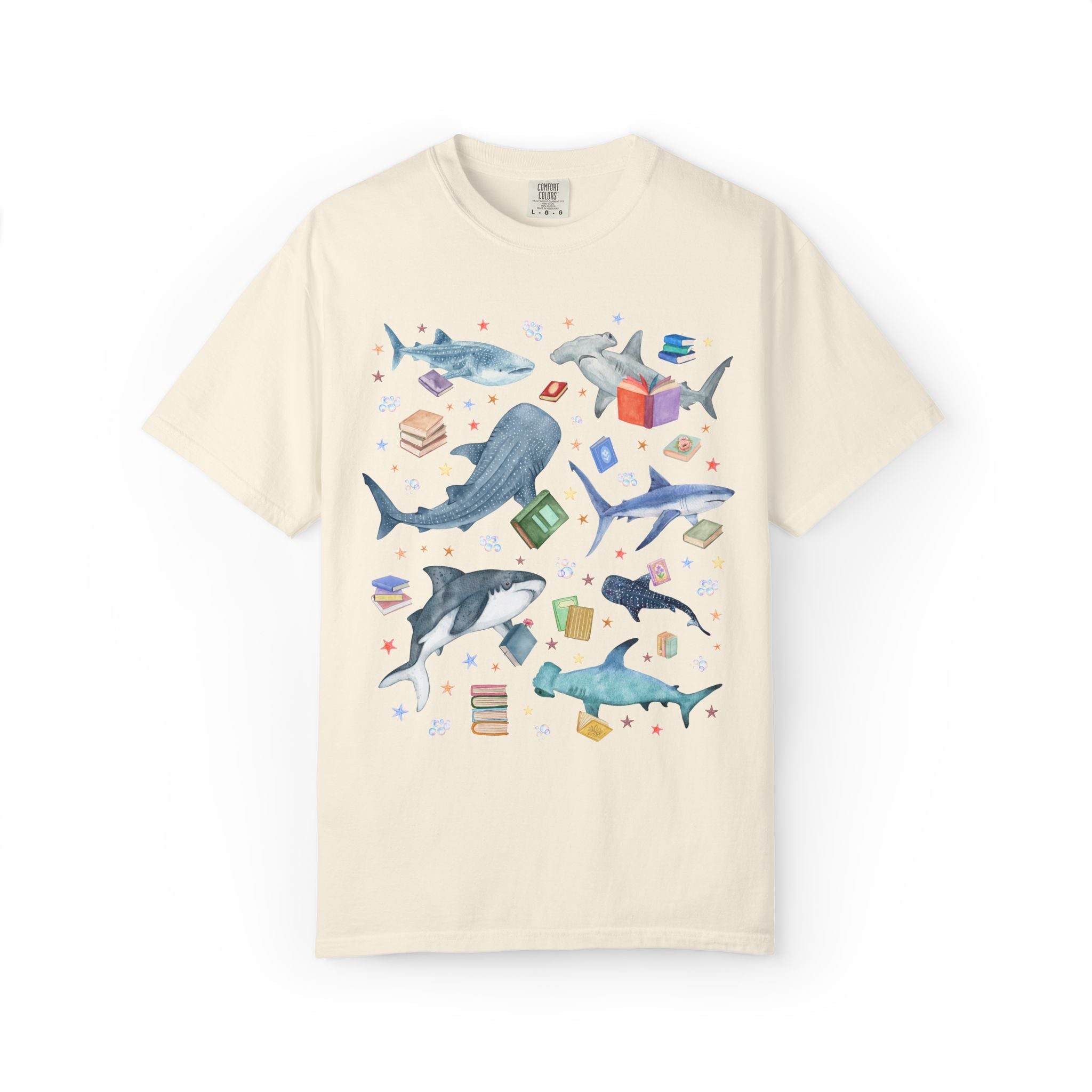 Bookish Shark T-Shirt for School Librarian or Reading Teacher - Opal and June