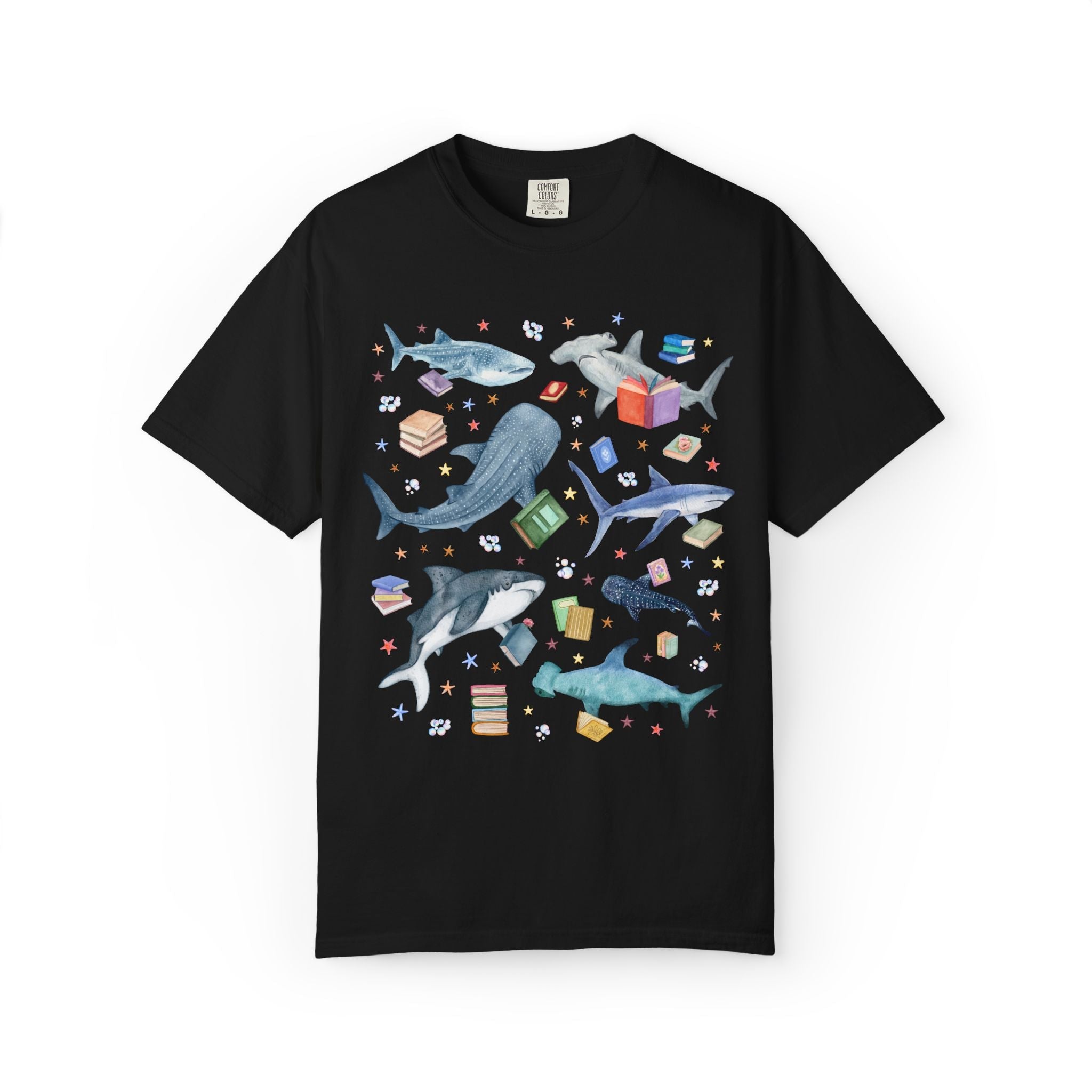 Bookish Shark T-Shirt for School Librarian or Reading Teacher - Opal and June