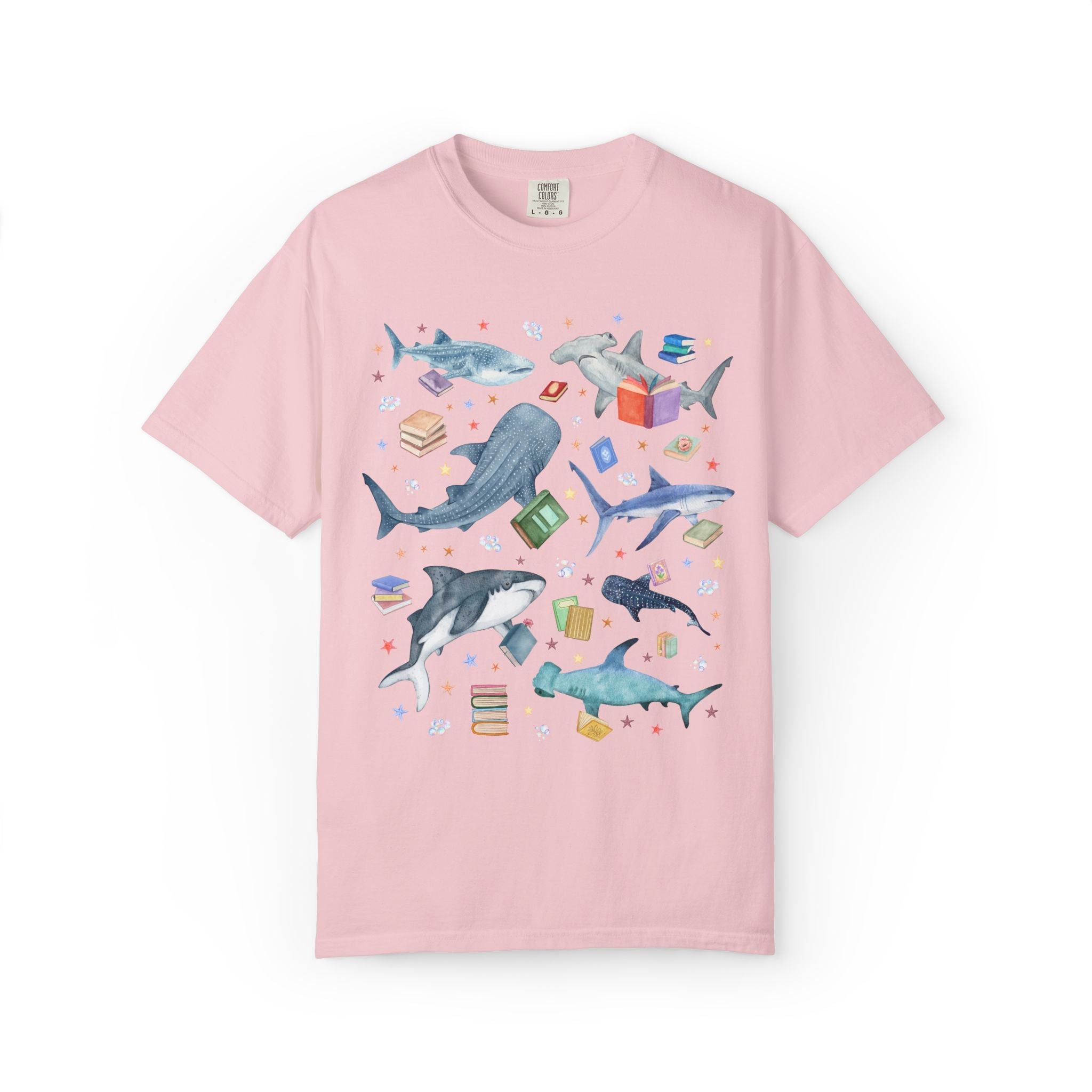Bookish Shark T-Shirt for School Librarian or Reading Teacher - Opal and June