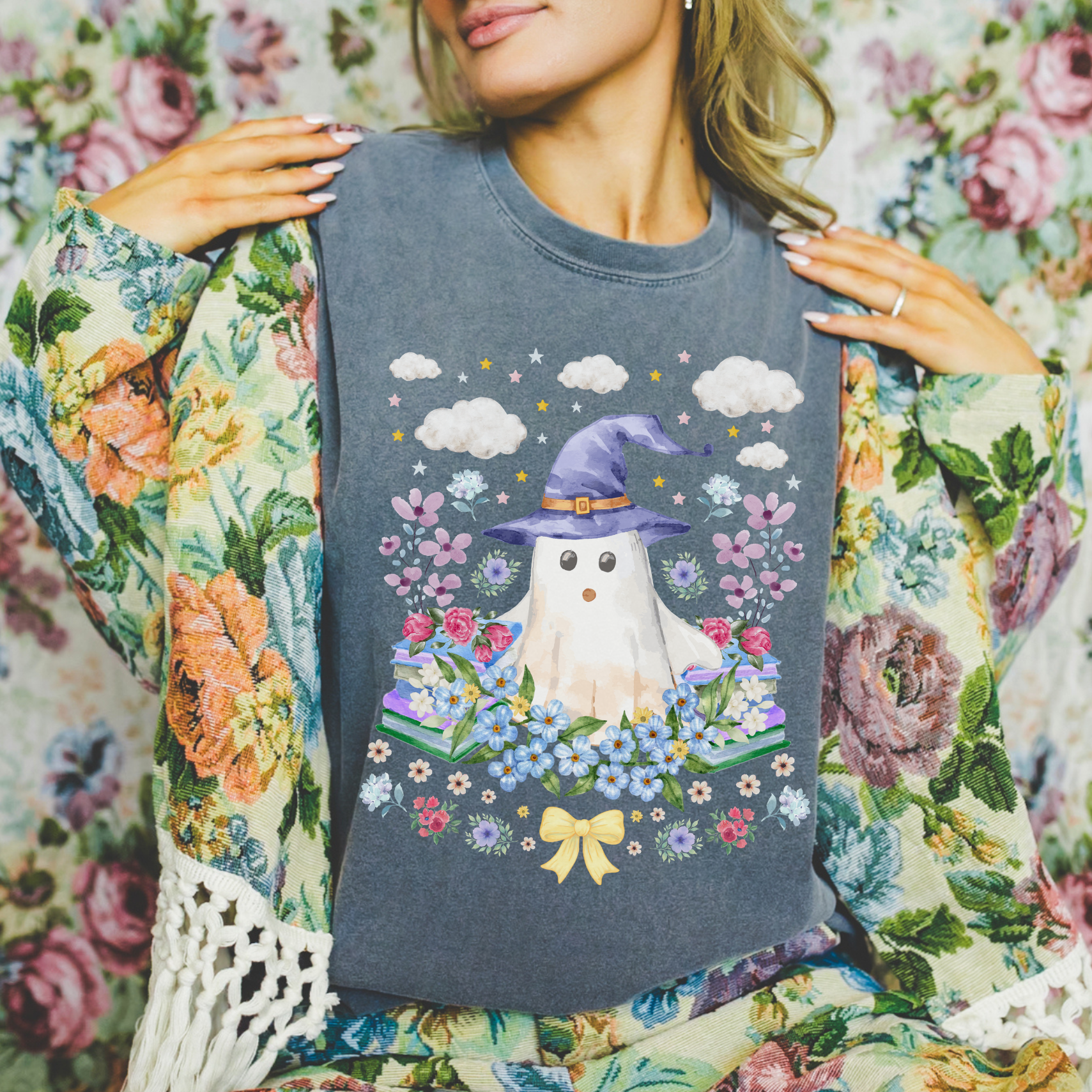 Bookish Wildflower Ghost Tee Shirt - Opal and June