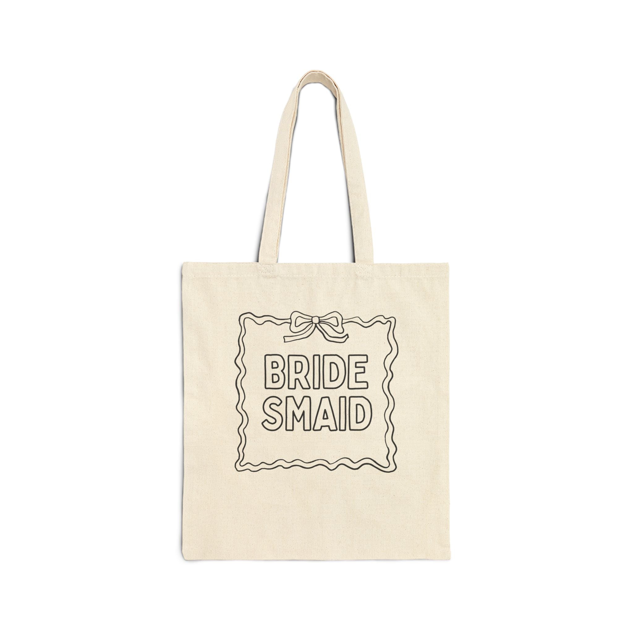 Bridesmaid Bridal Party Tote Bag: Cute Bachelorette Party Painting Coloring or DIY Activity, Bridesmaid - Opal and June