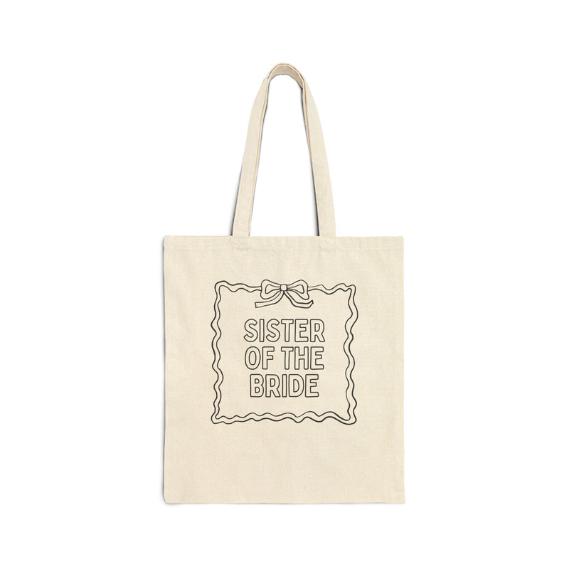 Bridesmaid Bridal Party Tote Bag: Cute Bachelorette Party Painting Coloring or DIY Activity, Sister of the Bride - Opal and June