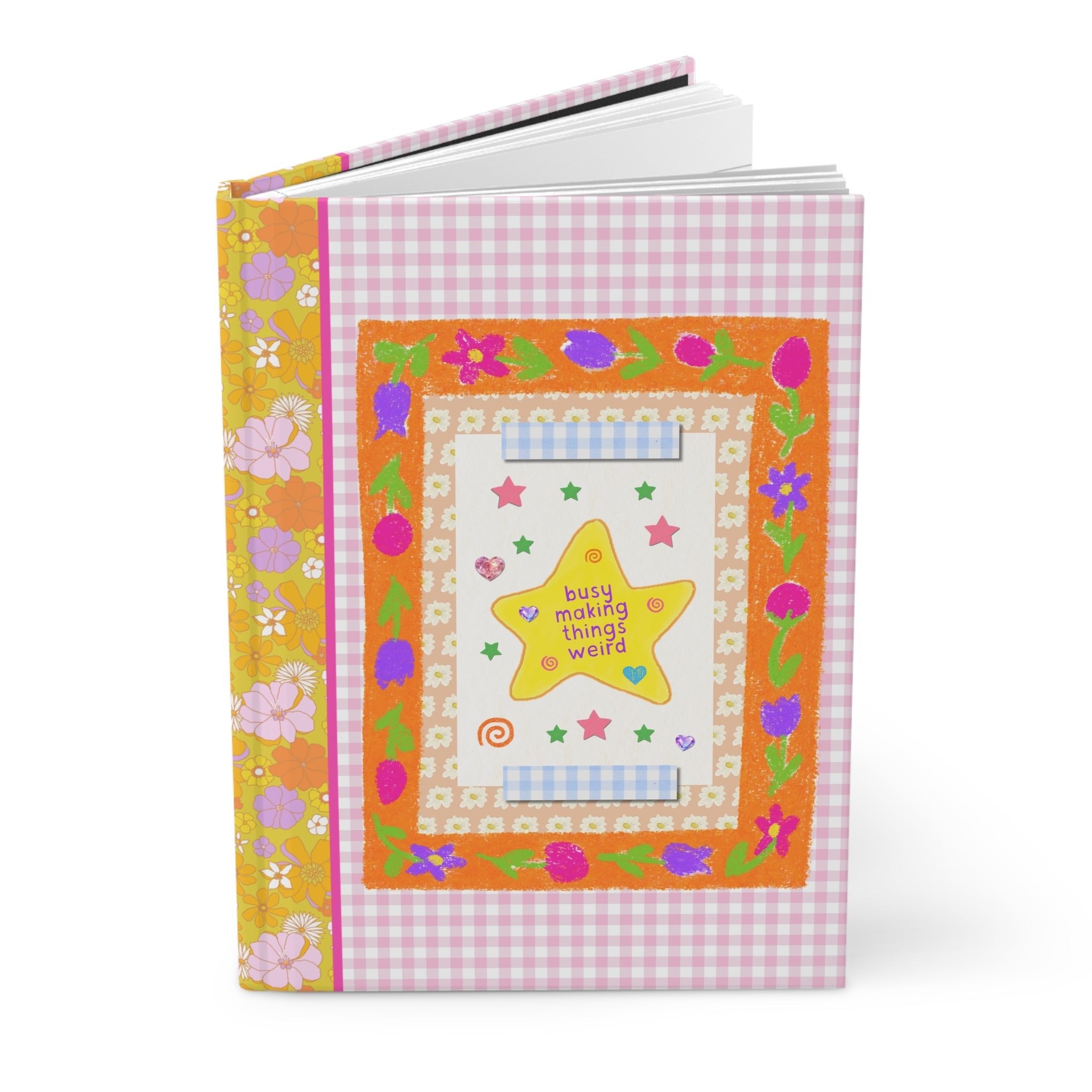 Busy Making Things Weird Notebook: Funny Friend Gift, Cute Pink Gingham Journal for Co-Worker or Sister - Opal and June