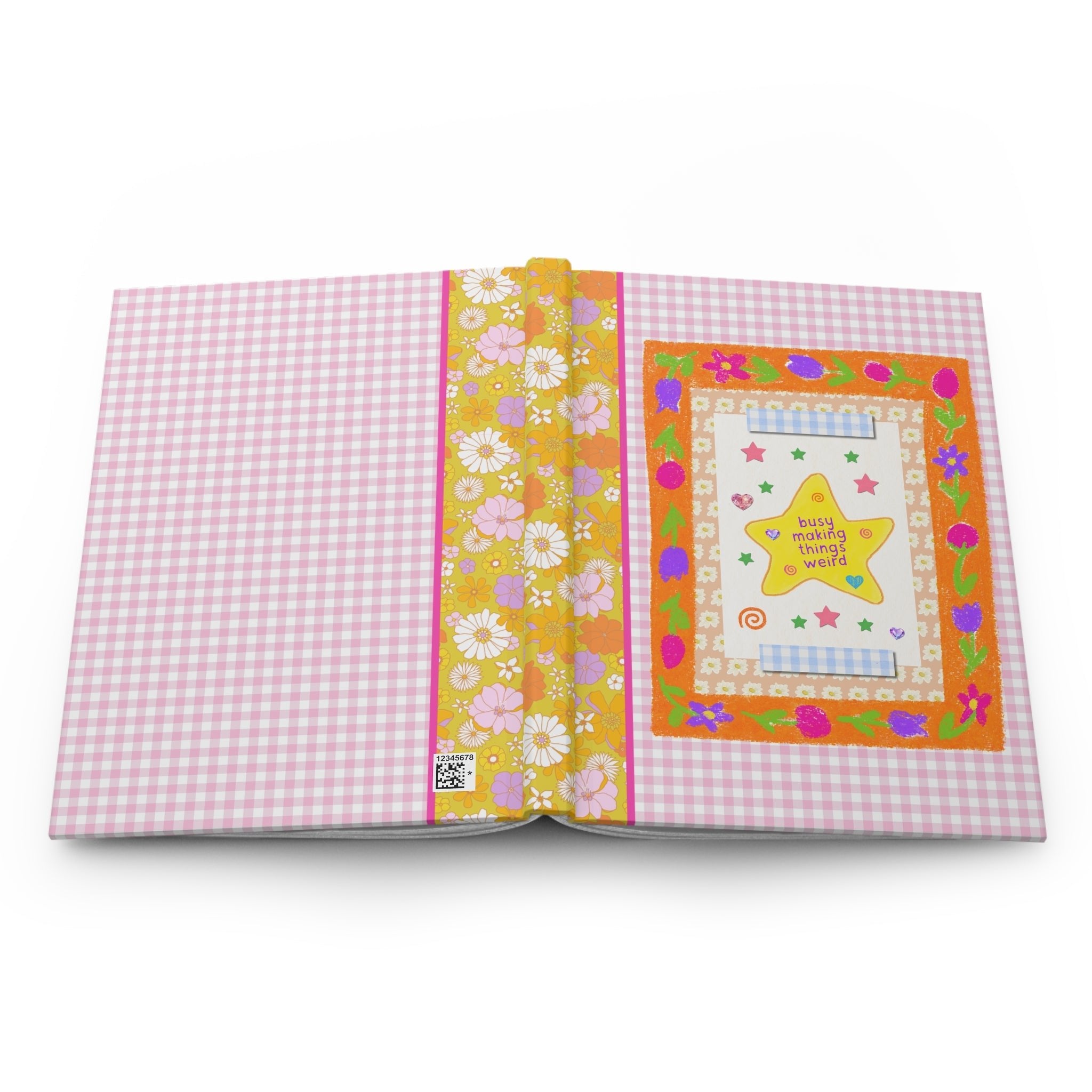 Busy Making Things Weird Notebook: Funny Friend Gift, Cute Pink Gingham Journal for Co-Worker or Sister - Opal and June