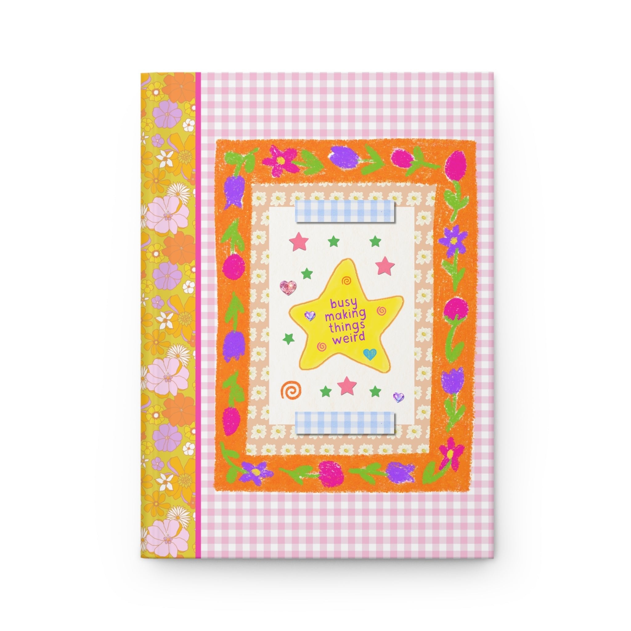 Busy Making Things Weird Notebook: Funny Friend Gift, Cute Pink Gingham Journal for Co-Worker or Sister - Opal and June