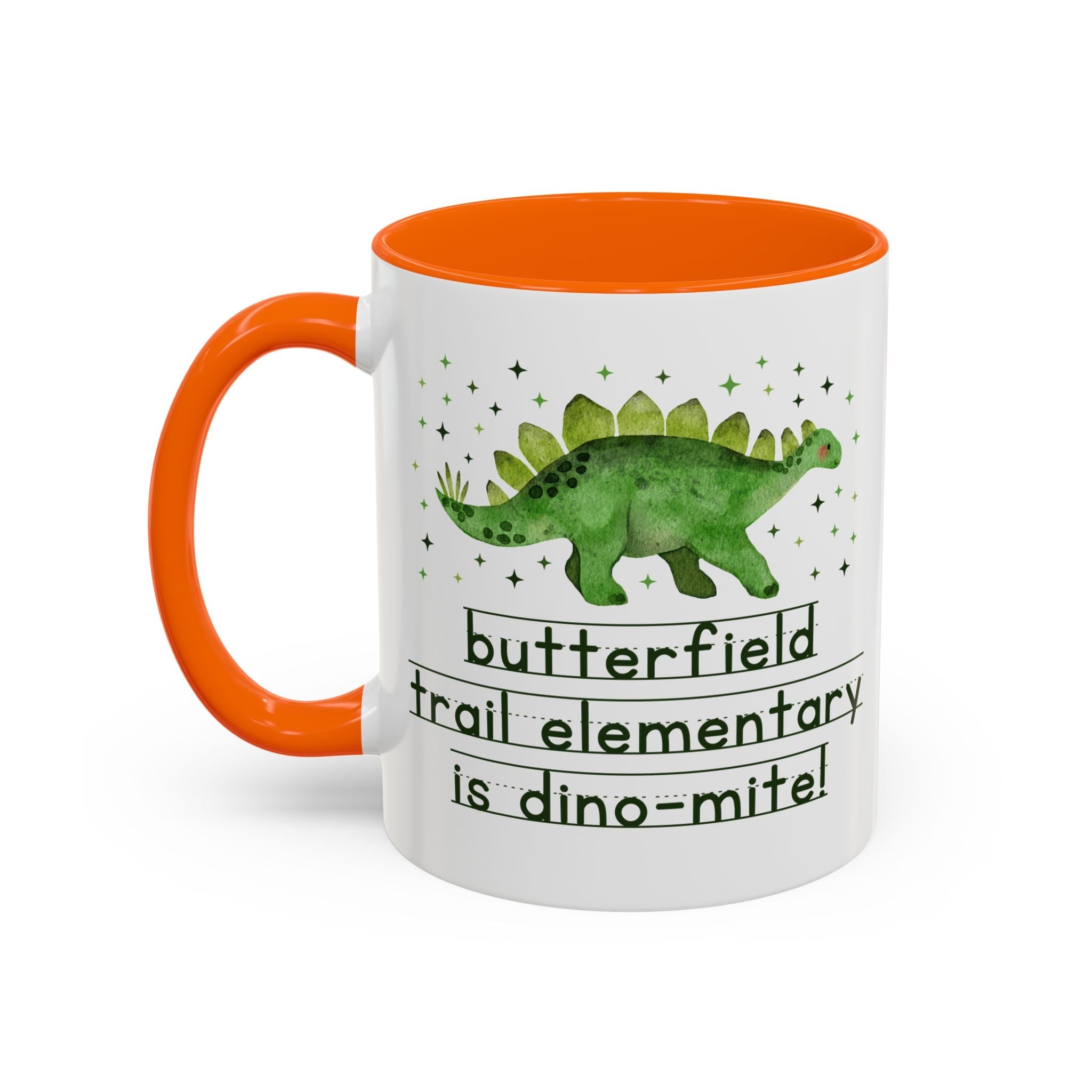 Butterfield Trail Elementary School 11 Oz Coffee Mug: Butterfield Trail Elementary is Dino - Mite! | FPS + Opal and June Coffee Mug, Fayetteville Public Schools - Opal and June