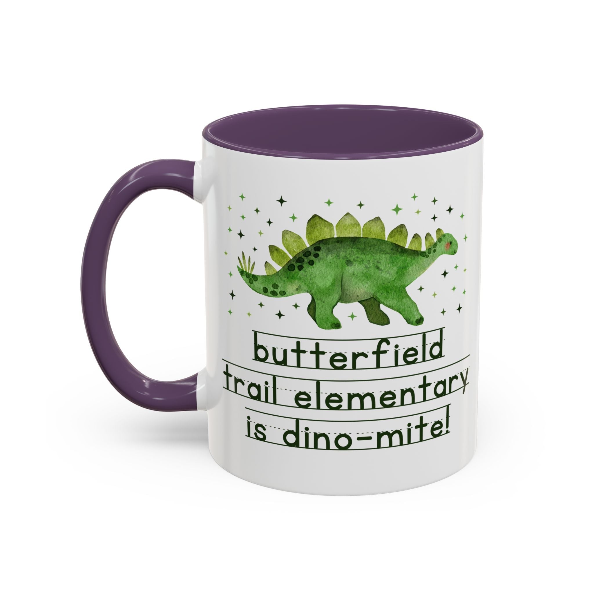Butterfield Trail Elementary School 11 Oz Coffee Mug: Butterfield Trail Elementary is Dino - Mite! | FPS + Opal and June Coffee Mug, Fayetteville Public Schools - Opal and June