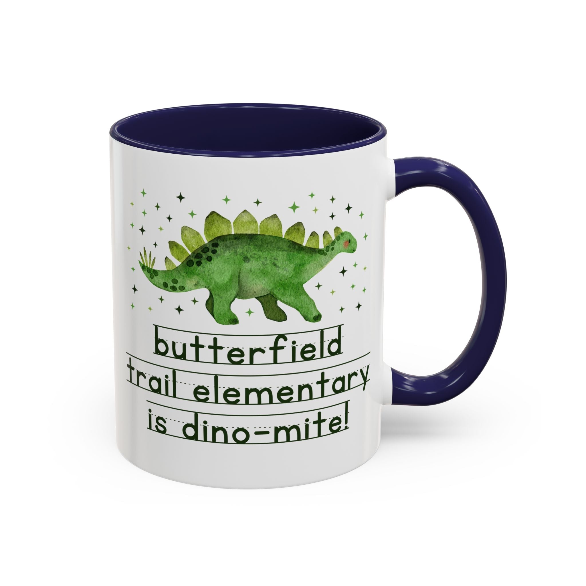 Butterfield Trail Elementary School 11 Oz Coffee Mug: Butterfield Trail Elementary is Dino - Mite! | FPS + Opal and June Coffee Mug, Fayetteville Public Schools - Opal and June