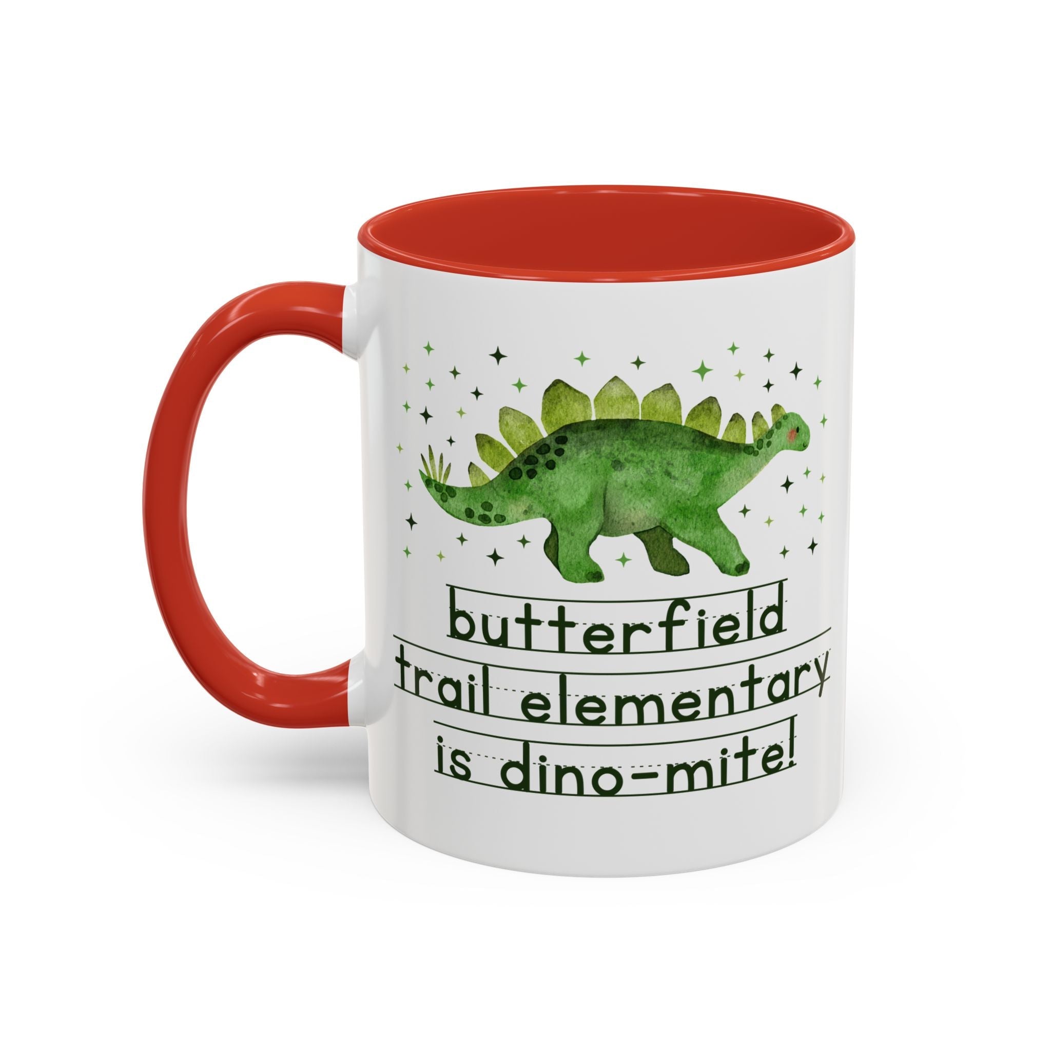 Butterfield Trail Elementary School 11 Oz Coffee Mug: Butterfield Trail Elementary is Dino - Mite! | FPS + Opal and June Coffee Mug, Fayetteville Public Schools - Opal and June