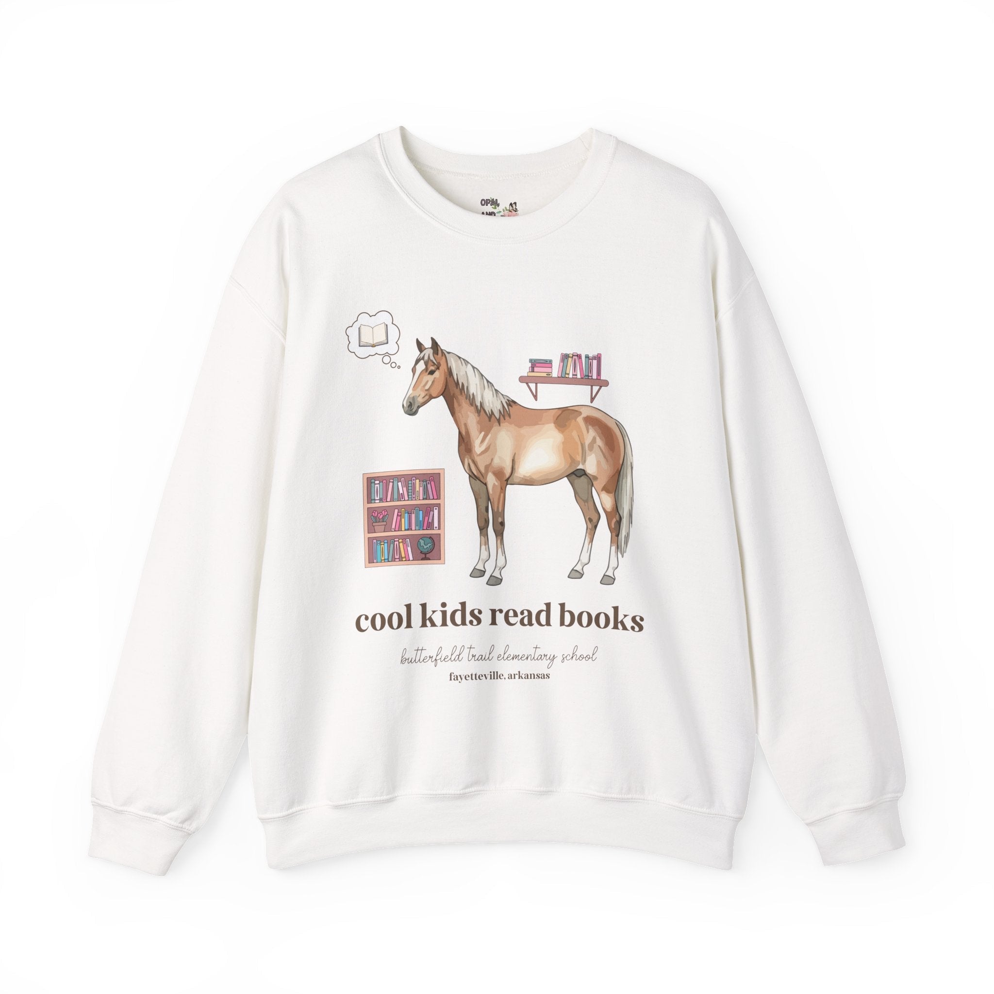 Butterfield Trail Elementary School Sweatshirt: Cool Kids Read Books | FPS + Opal and June Sweatshirt, Fayetteville Public Schools - Opal and June