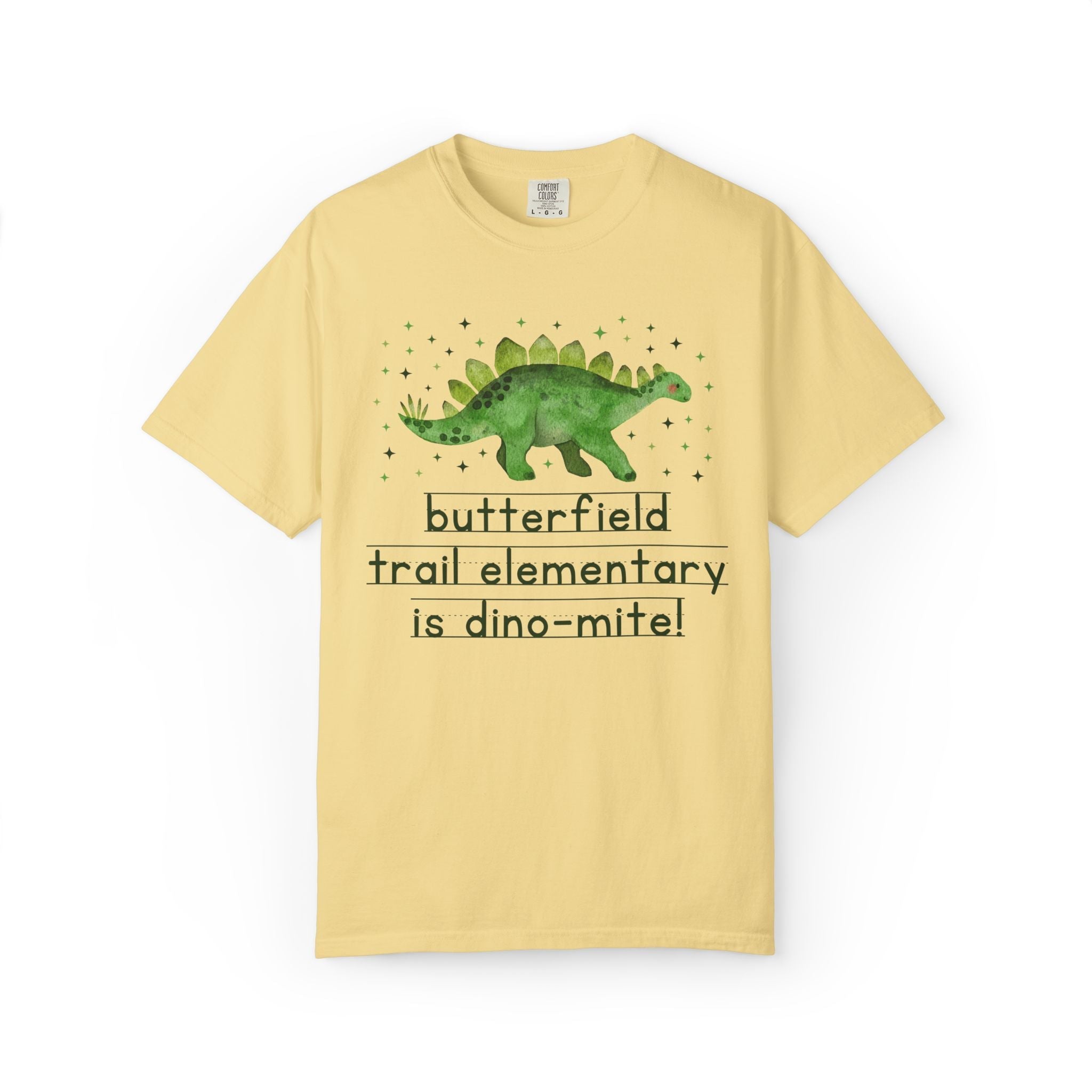 Butterfield Trail Elementary School Tee Shirt: Butterfield Trail Elementary is Dino - Mite! | FPS + Opal and June Tee Shirt, Fayetteville Public Schools - Opal and June