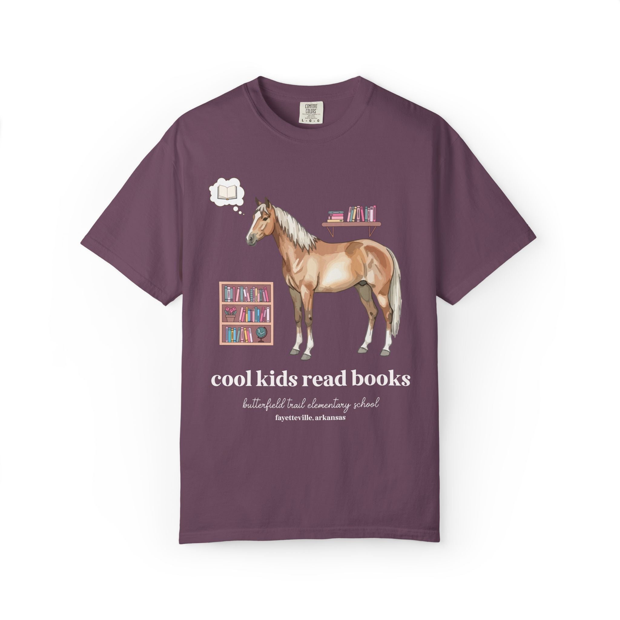 Butterfield Trail Elementary School Tee Shirt: Cool Kids Read Books | FPS + Opal and June Tee Shirt, Fayetteville Public Schools - Opal and June