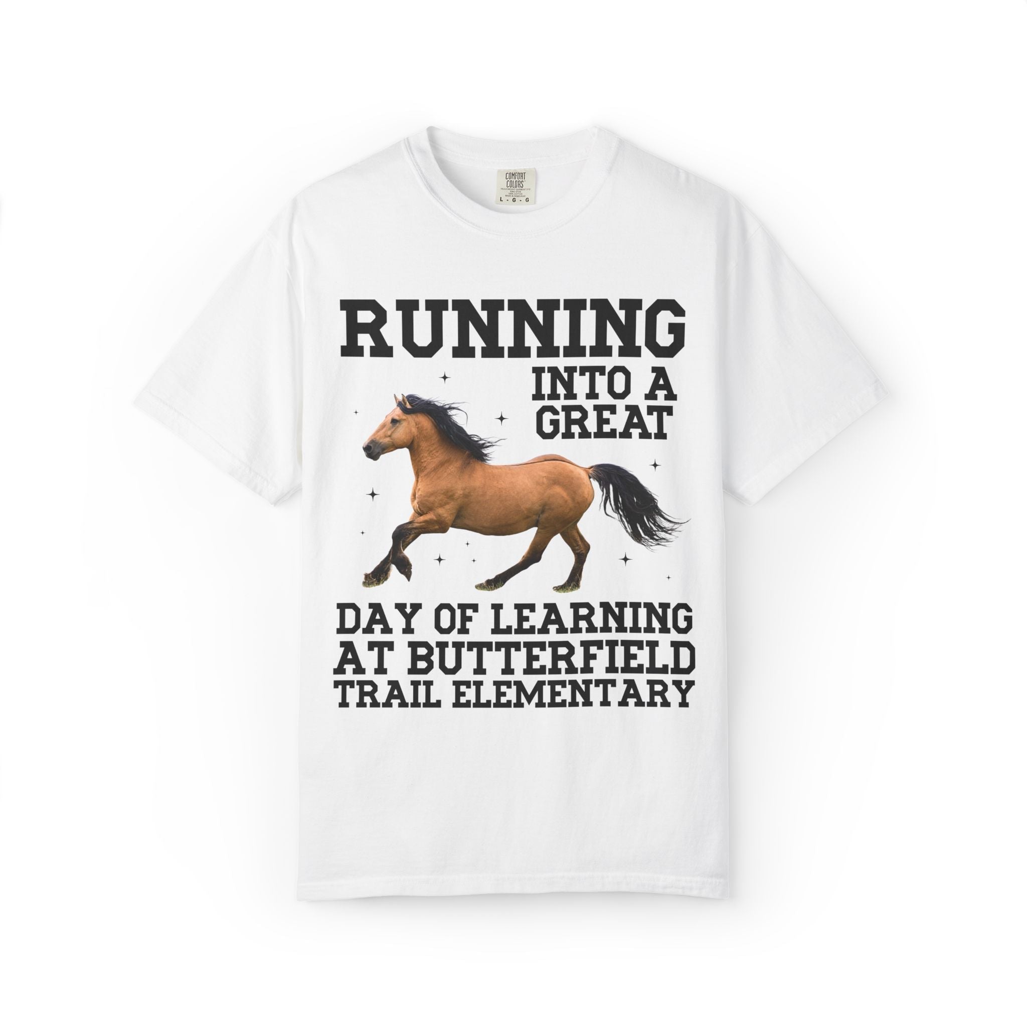 Butterfield Trail Elementary School Tee Shirt: Running Into a Great Day of Learning | FPS + Opal and June Tee Shirt, Fayetteville Public Schools - Opal and June