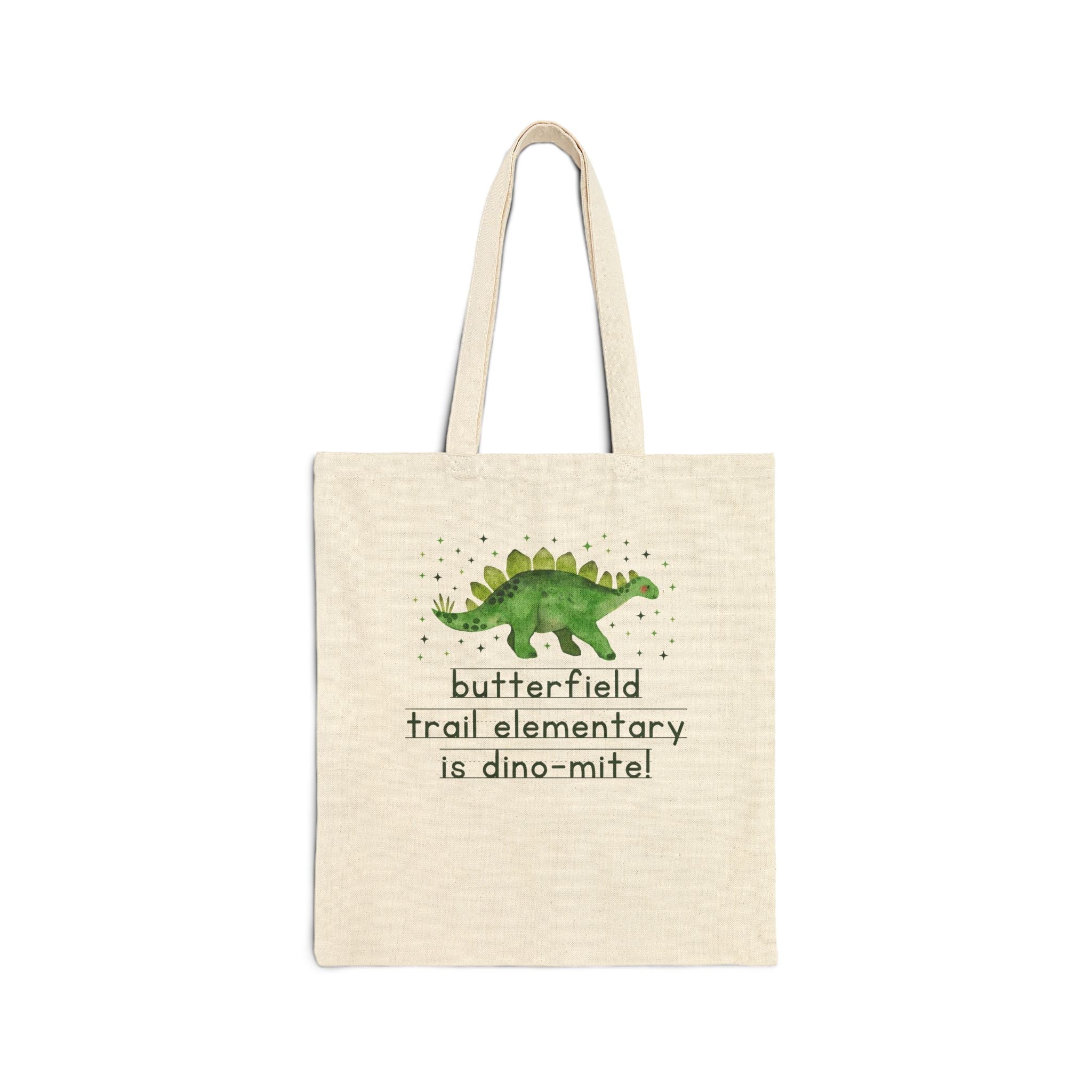 Butterfield Trail Elementary School Tote Bag: Butterfield Trail Elementary is Dino - Mite! | FPS + Opal and June Tote Bag, Fayetteville Public Schools - Opal and June