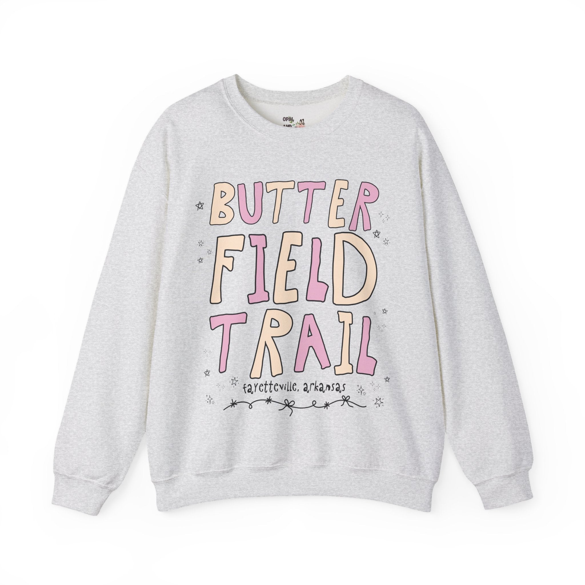 Butterfield Trail Elementary Sweatshirt: Pink and Beige Letters | FPS + Opal and June Sweatshirt, Fayetteville Public Schools - Opal and June