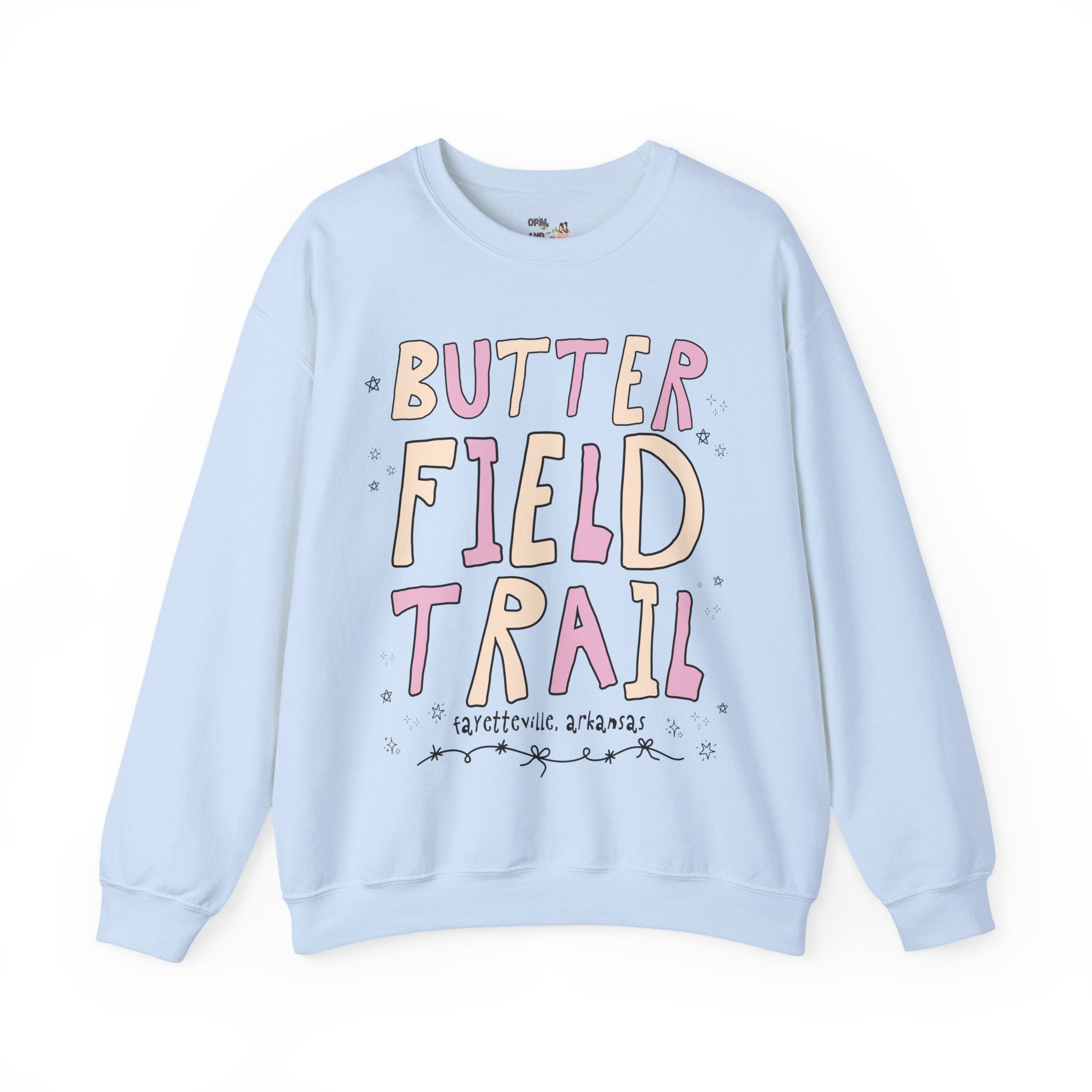 Butterfield Trail Elementary Sweatshirt: Pink and Beige Letters | FPS + Opal and June Sweatshirt, Fayetteville Public Schools - Opal and June