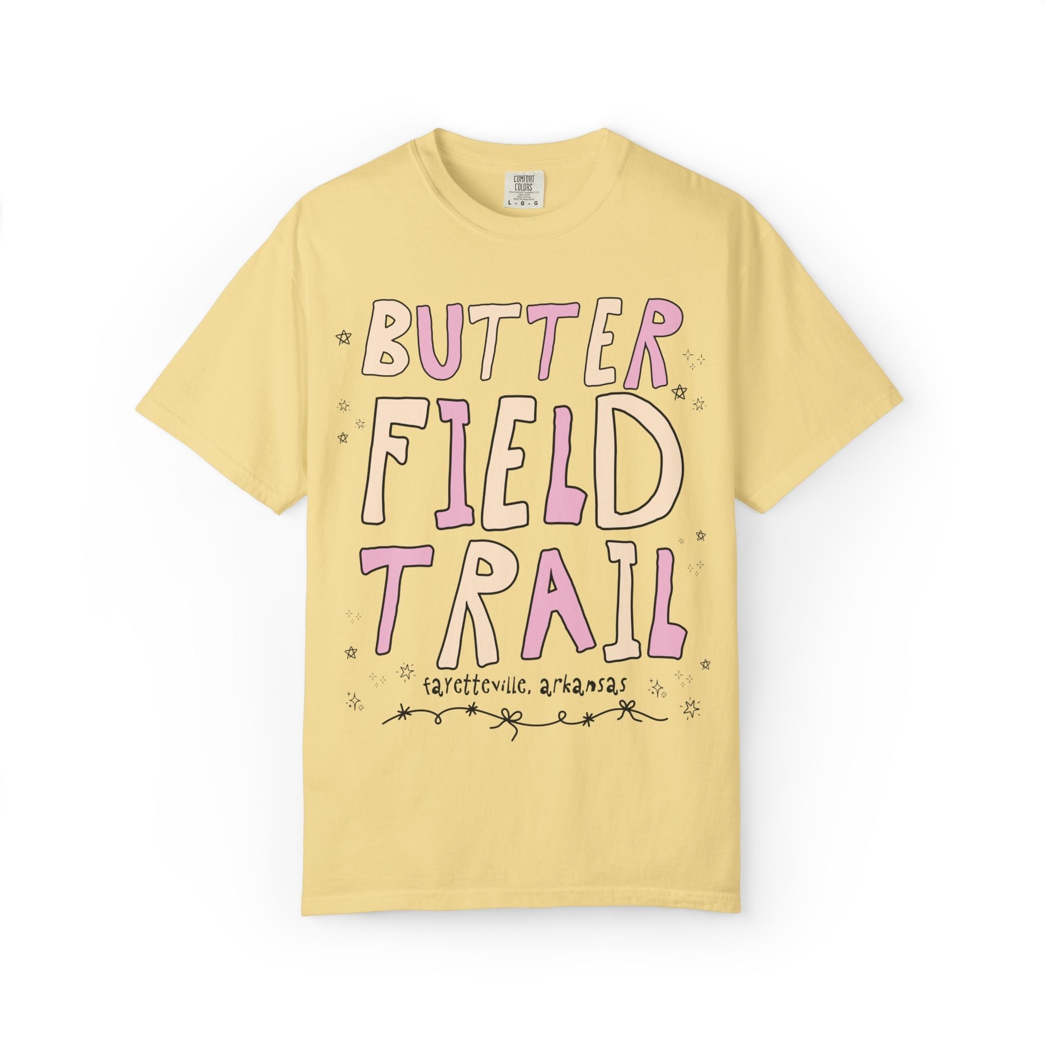 Butterfield Trail Elementary Tee Shirt: Pink and Beige Letters | FPS + Opal and June Tee Shirt, Fayetteville Public Schools - Opal and June