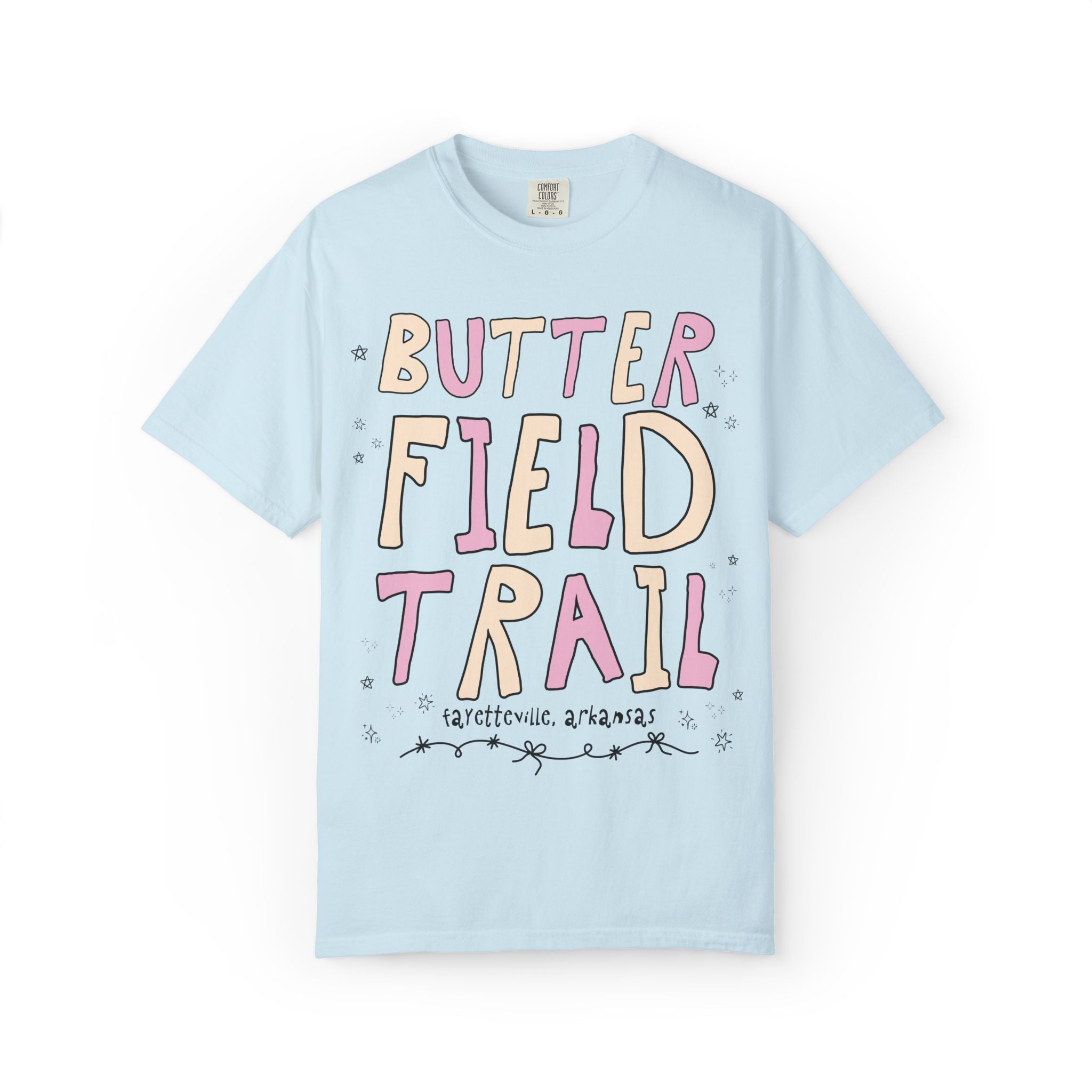 Butterfield Trail Elementary Tee Shirt: Pink and Beige Letters | FPS + Opal and June Tee Shirt, Fayetteville Public Schools - Opal and June