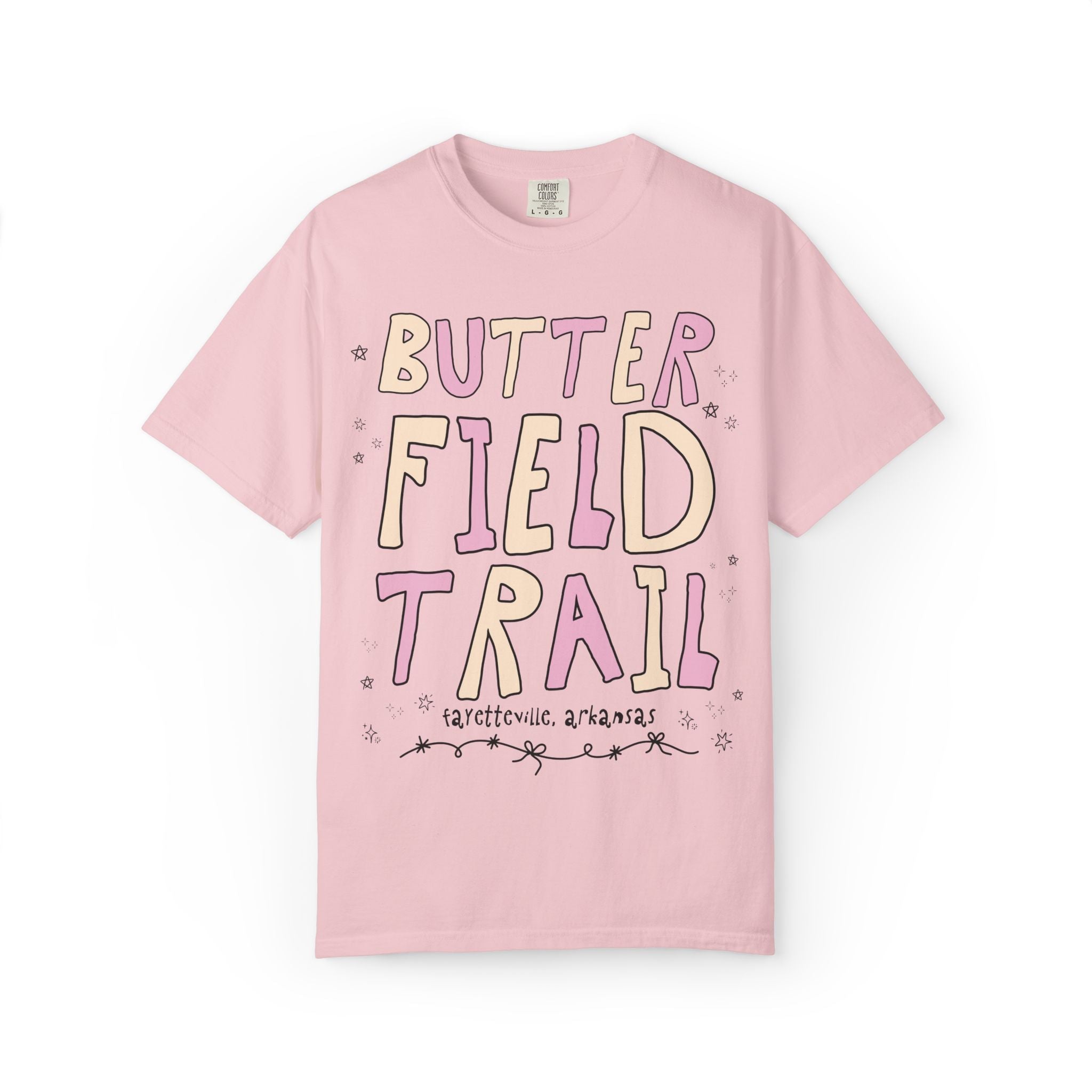 Butterfield Trail Elementary Tee Shirt: Pink and Beige Letters | FPS + Opal and June Tee Shirt, Fayetteville Public Schools - Opal and June