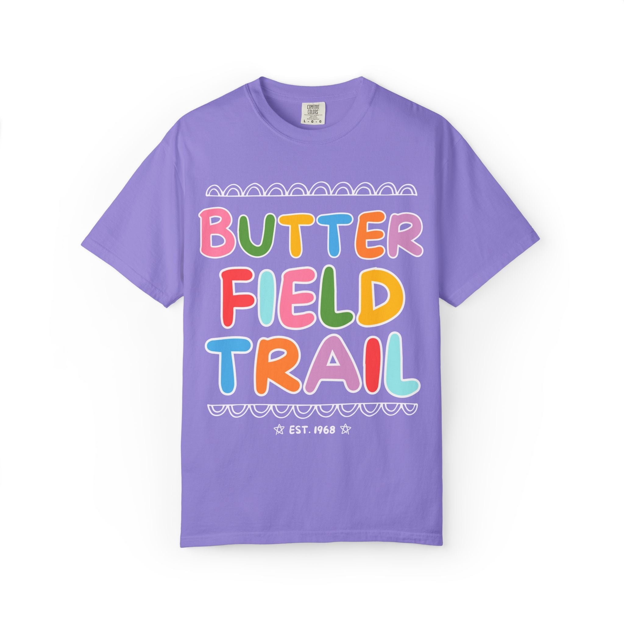 Butterfield Trail Elementary Tee Shirt: Rainbow Letters - Opal and June